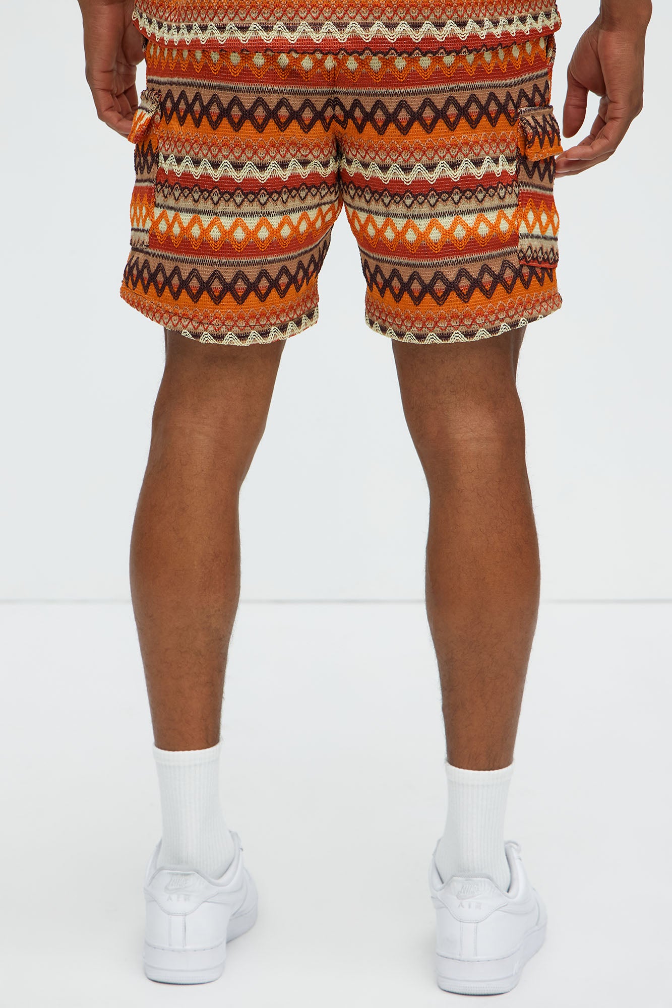 Sunset Pattern Drawstring Shorts - Brown Combo