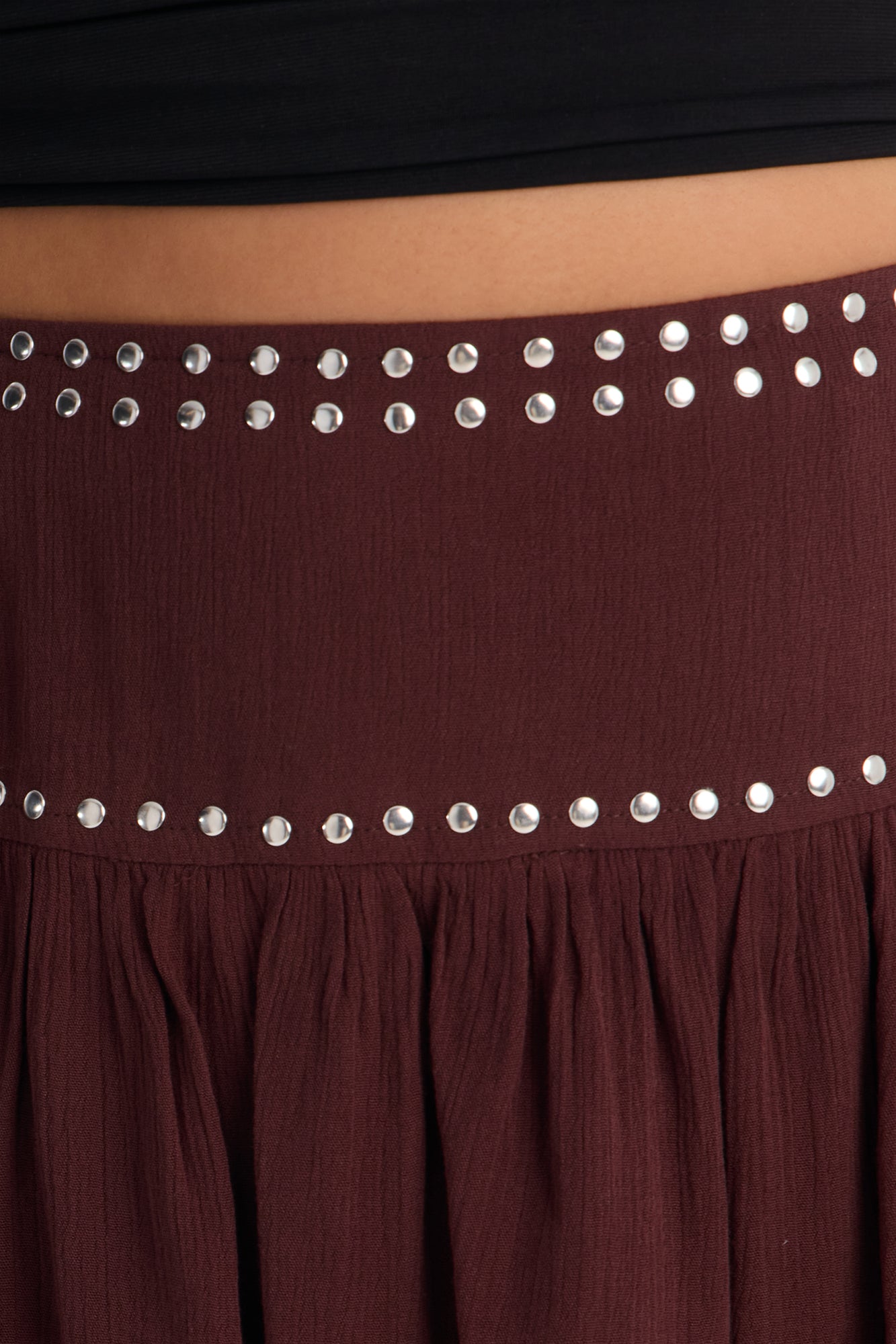 Sahara Studded Tiered Mini Skort - Chocolate