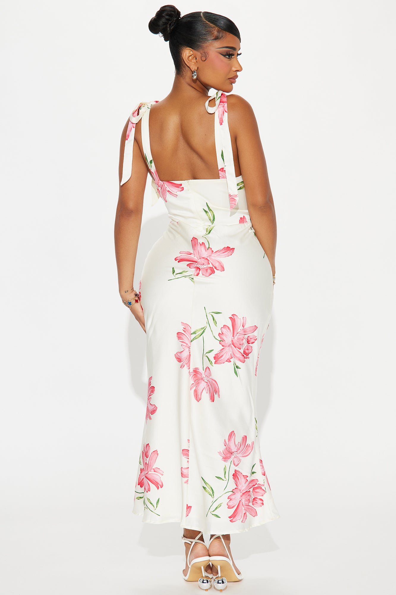 Garden Dreams Satin Maxi Dress - White/combo