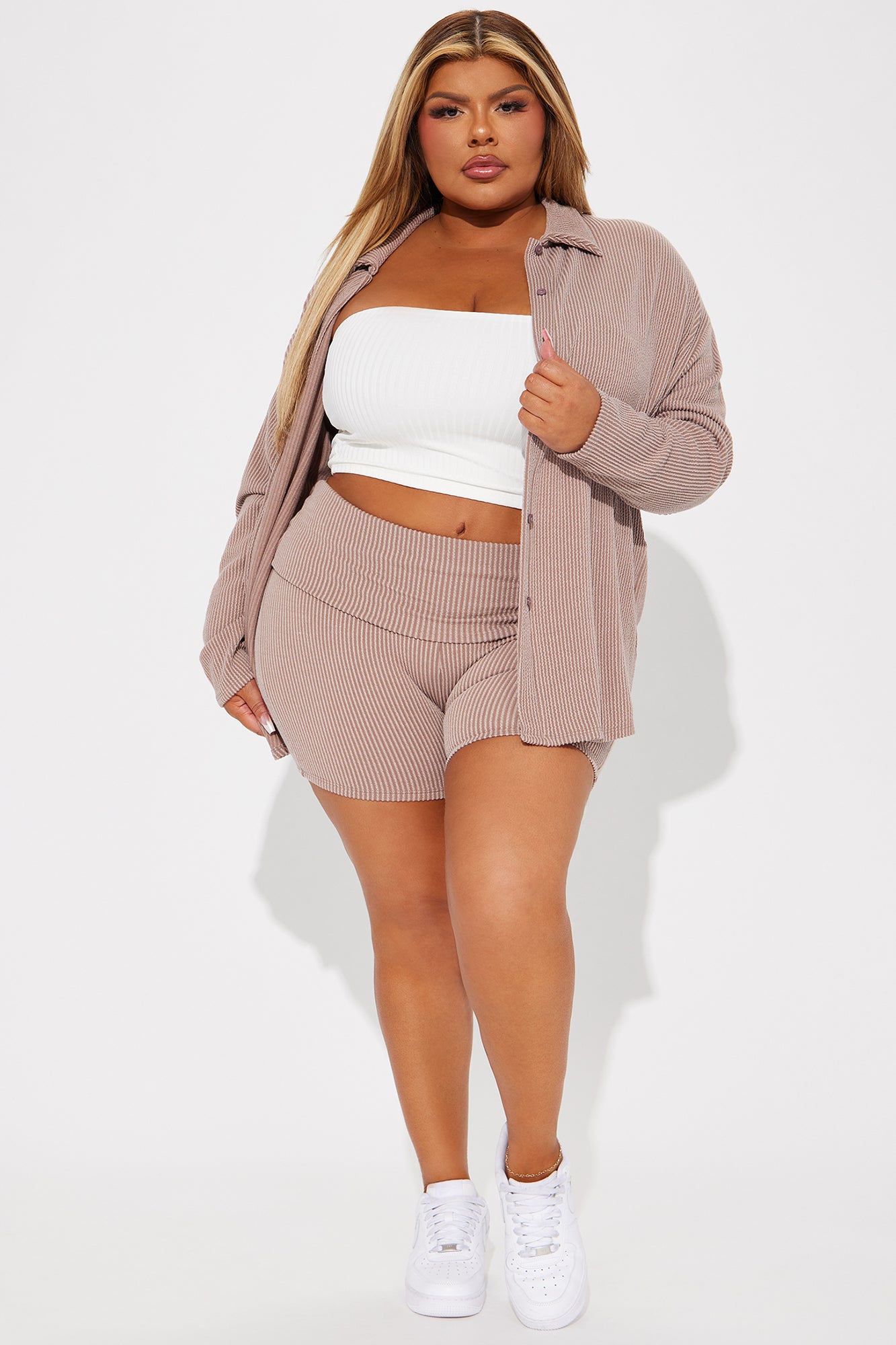 Maddie Biker Short Set - Taupe