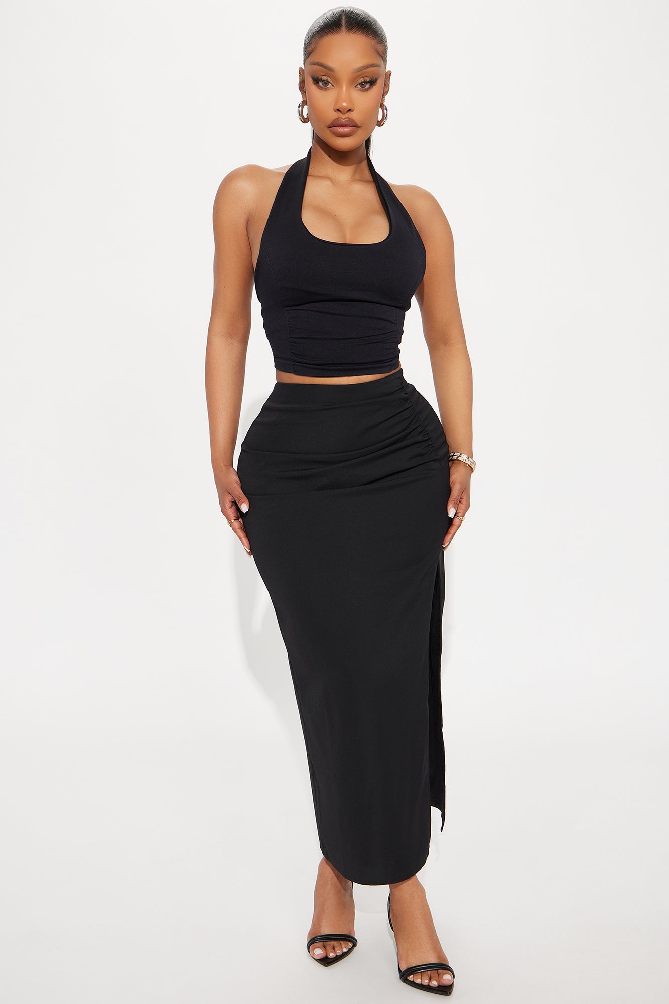 Grace Seamless Double Lined Halter Top - Black
