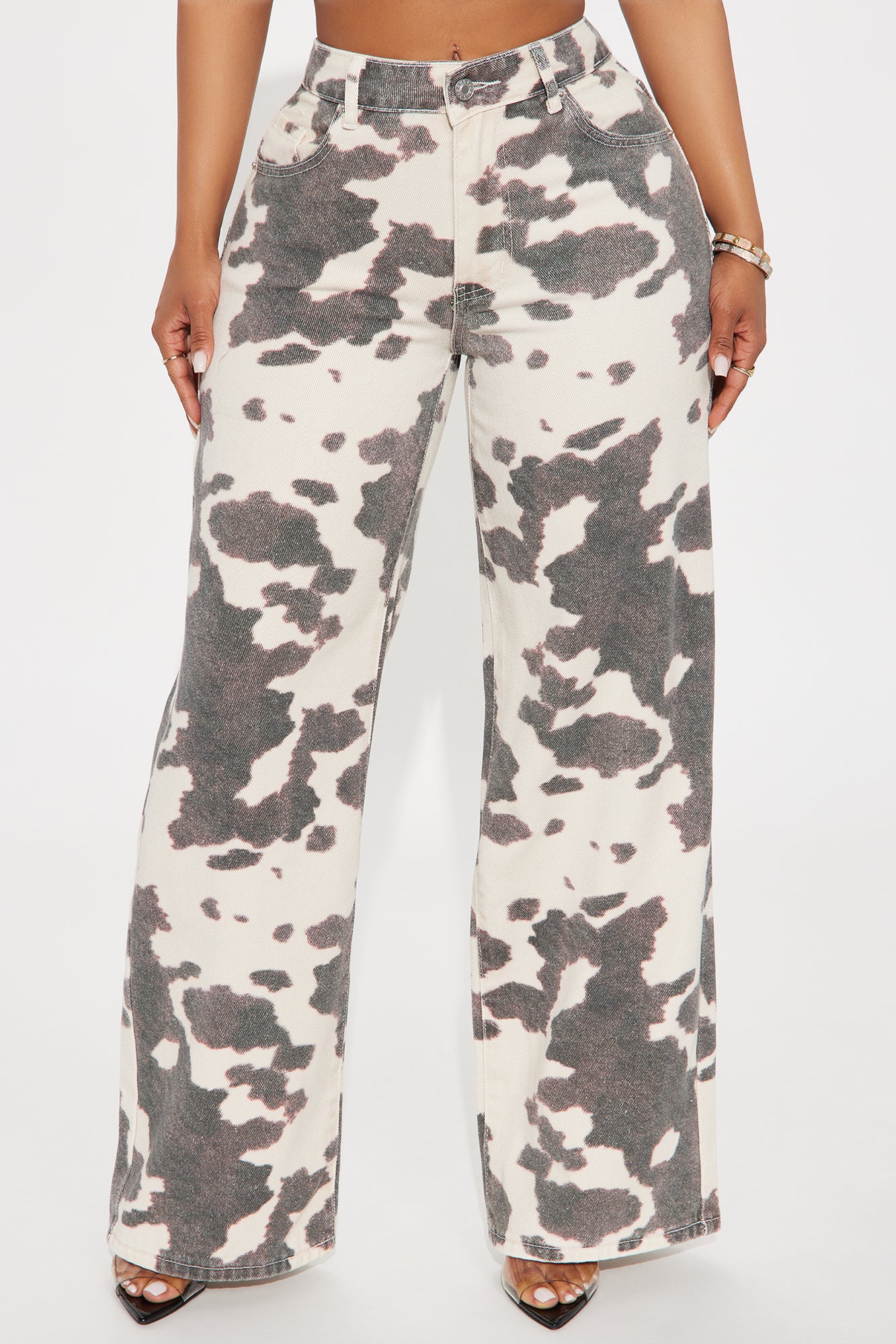 Change Locations Printed Straight Leg Jeans - Brown/combo