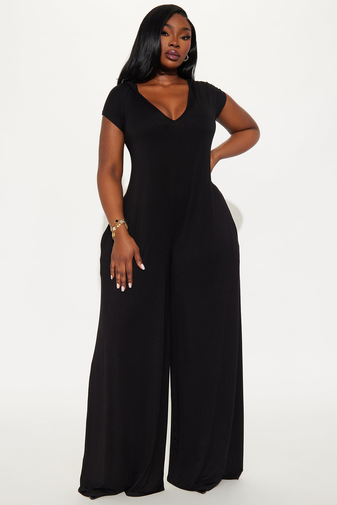Nayali Knit Hooded Jumpsuit - Black