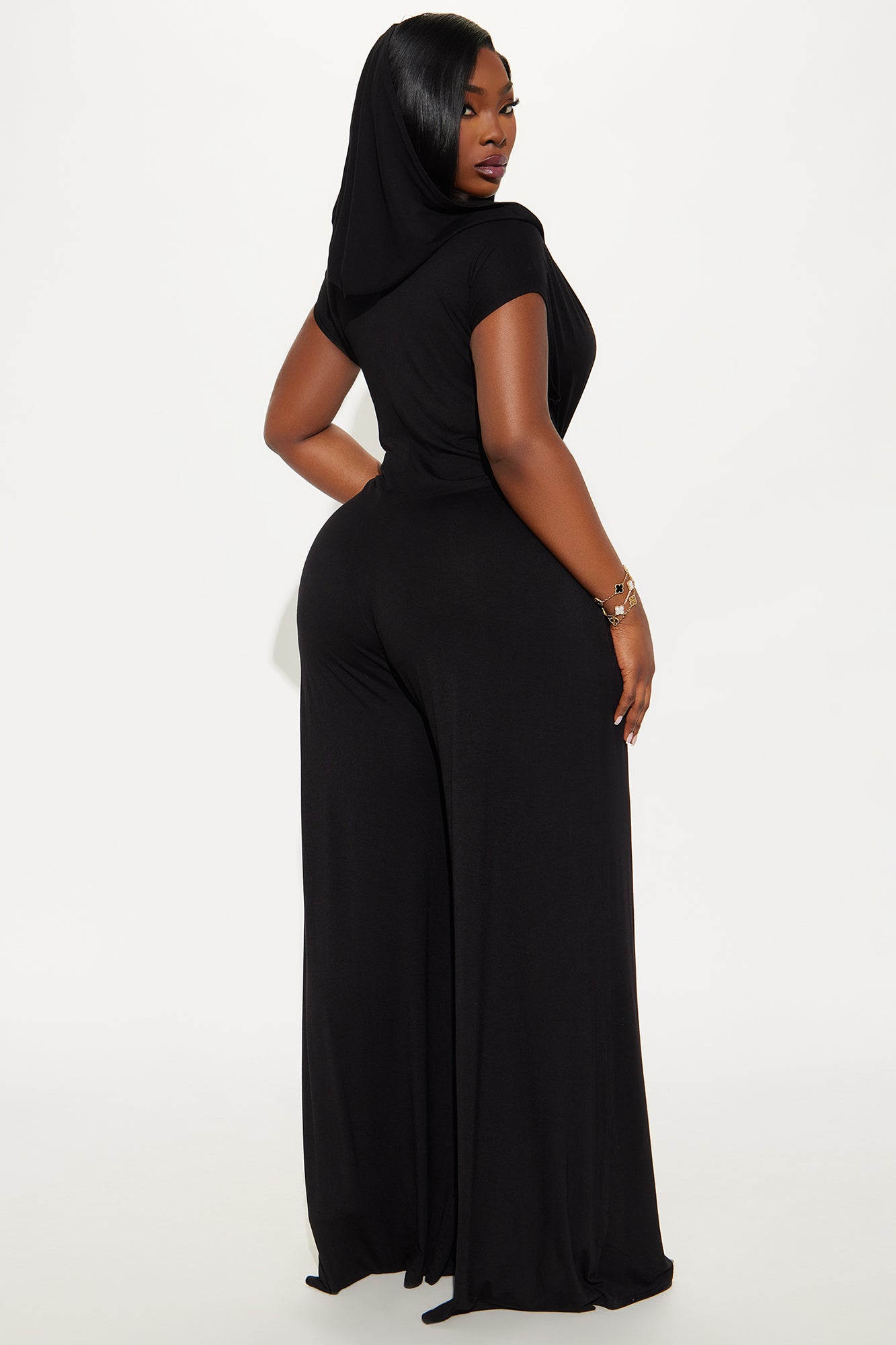 Nayali Knit Hooded Jumpsuit - Black
