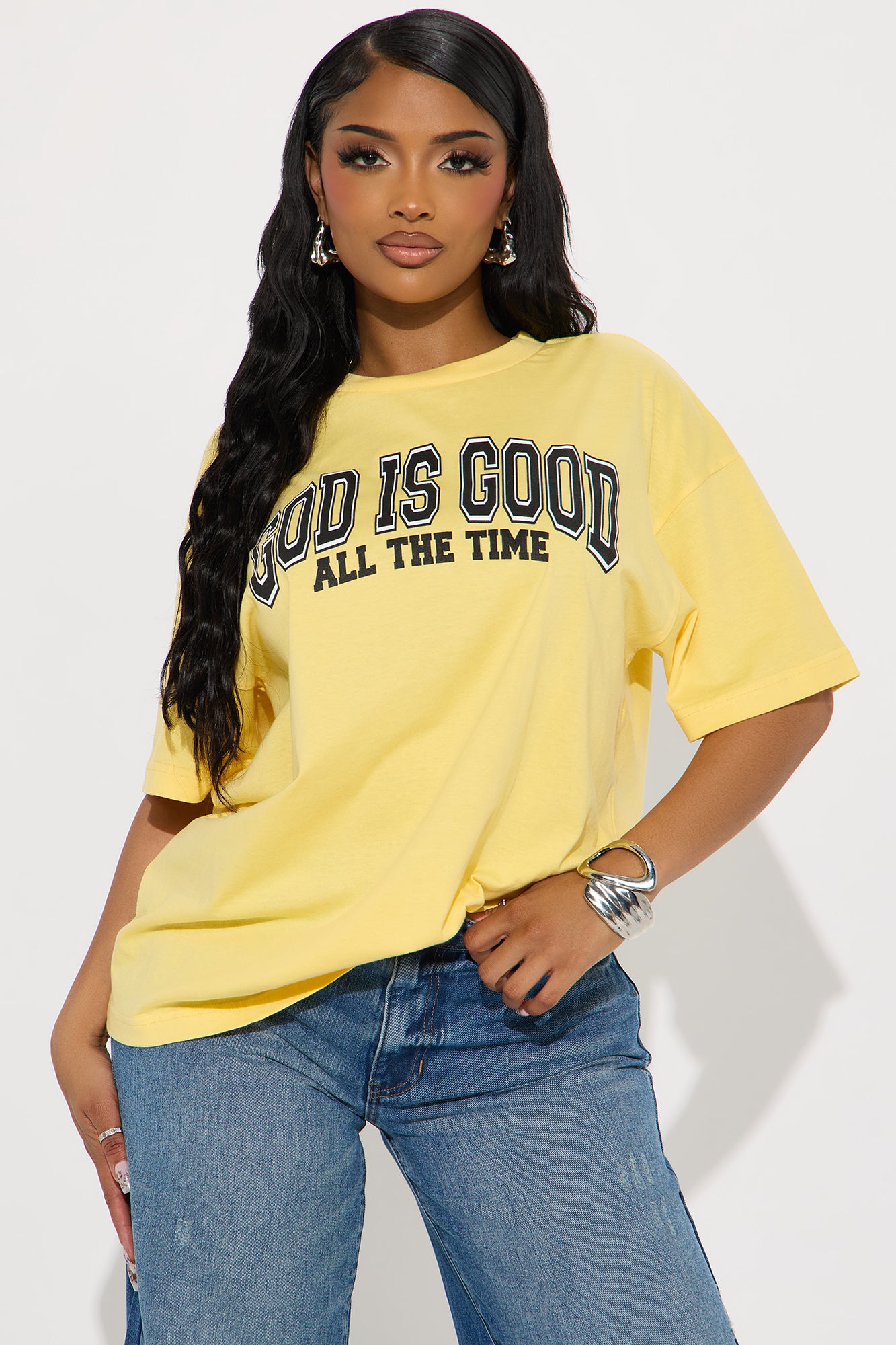God Is Good Oversized Tee - Yellow