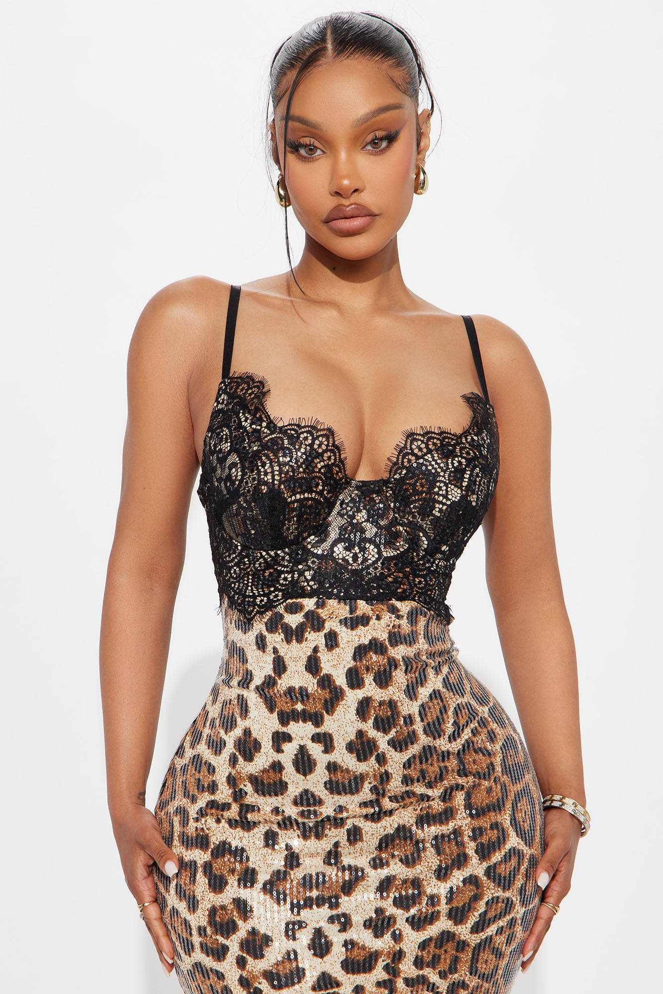 Nikita Sequin Lace Maxi Dress - Leopard
