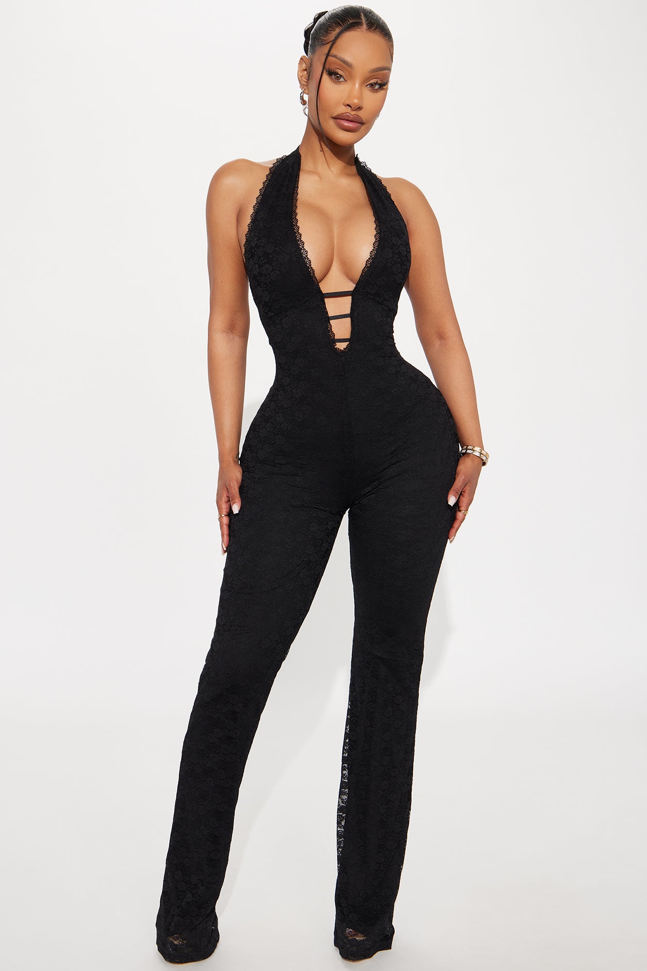 Never Ending Love Lace Jumpsuit - Black