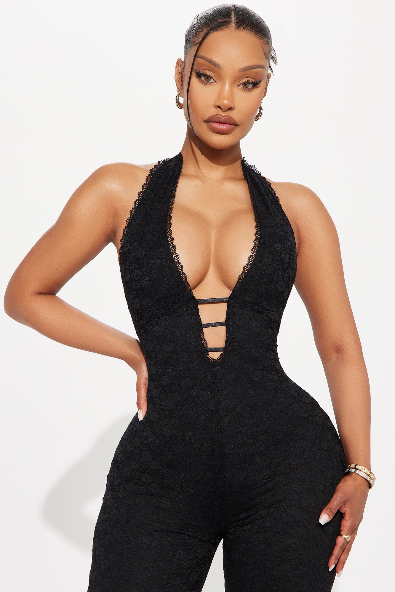 Never Ending Love Lace Jumpsuit - Black