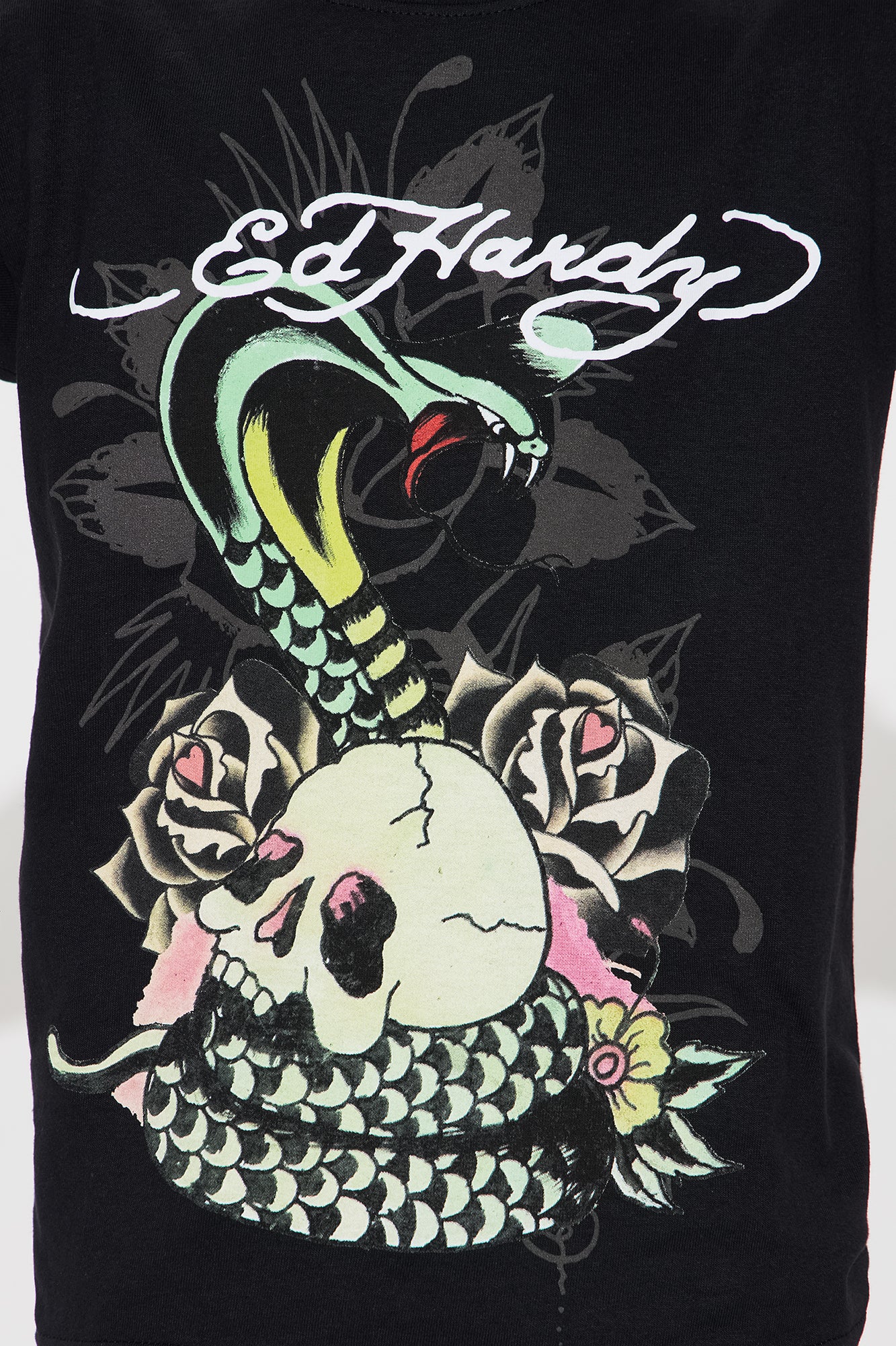 Mini Ed Hardy Cobra Front/Back Graphic T-Shirt - Charcoal