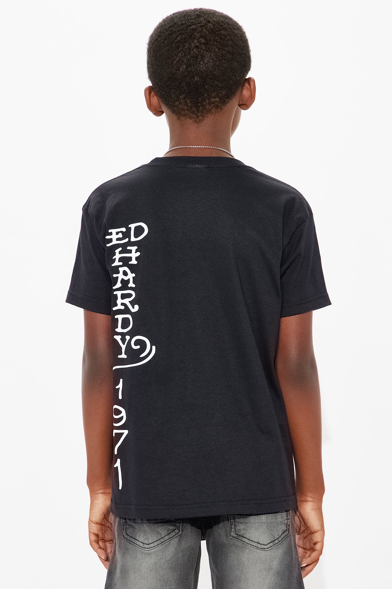 Mini Ed Hardy Cobra Front/Back Graphic T-Shirt - Charcoal