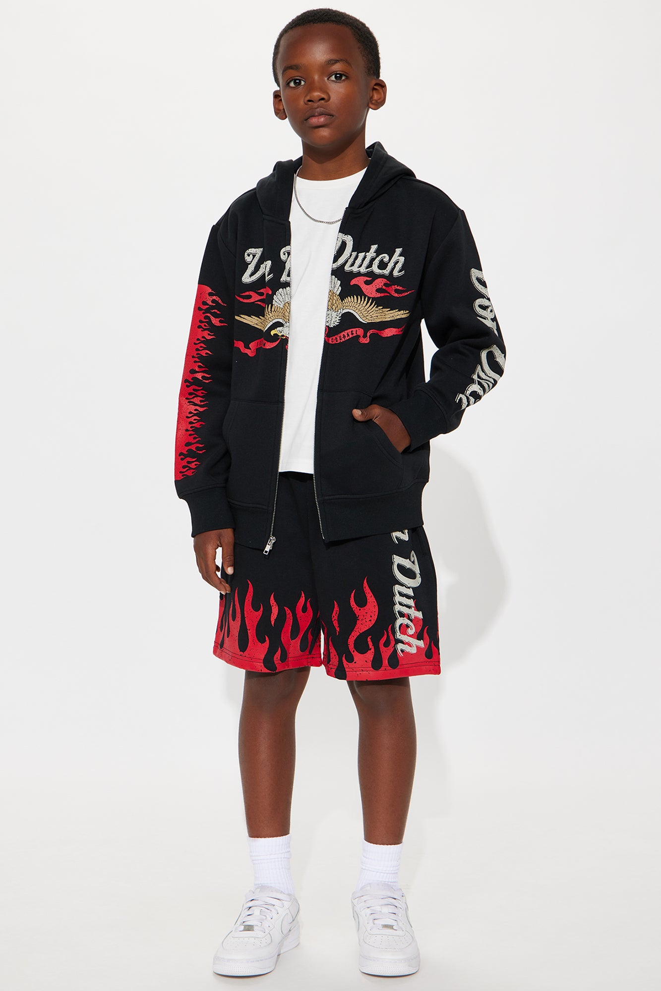 Mini Von Dutch Fire Zip Hoodie - Black