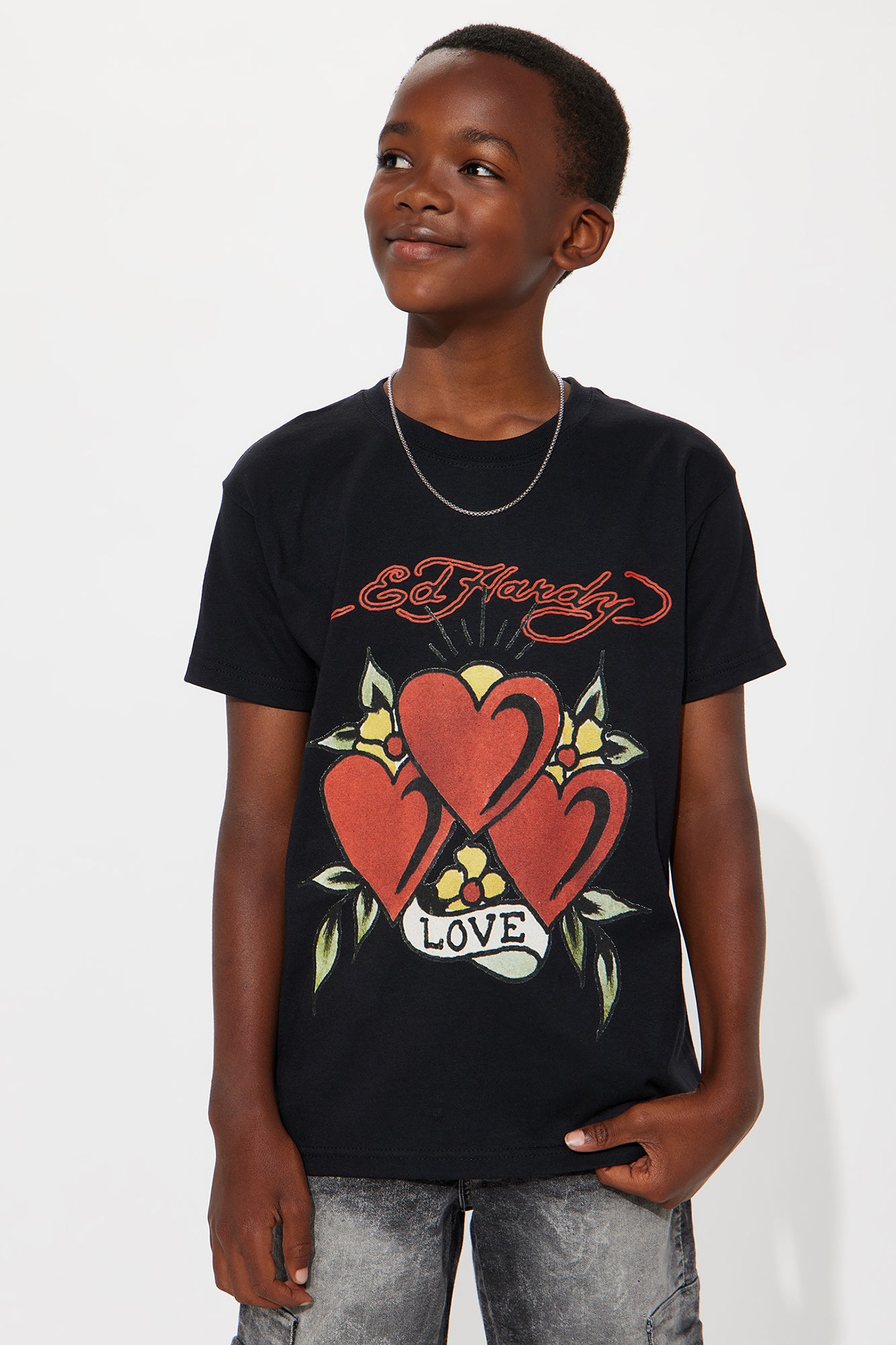 Mini Ed Hardy Only Love Front/Back Graphic T-Shirt - Black