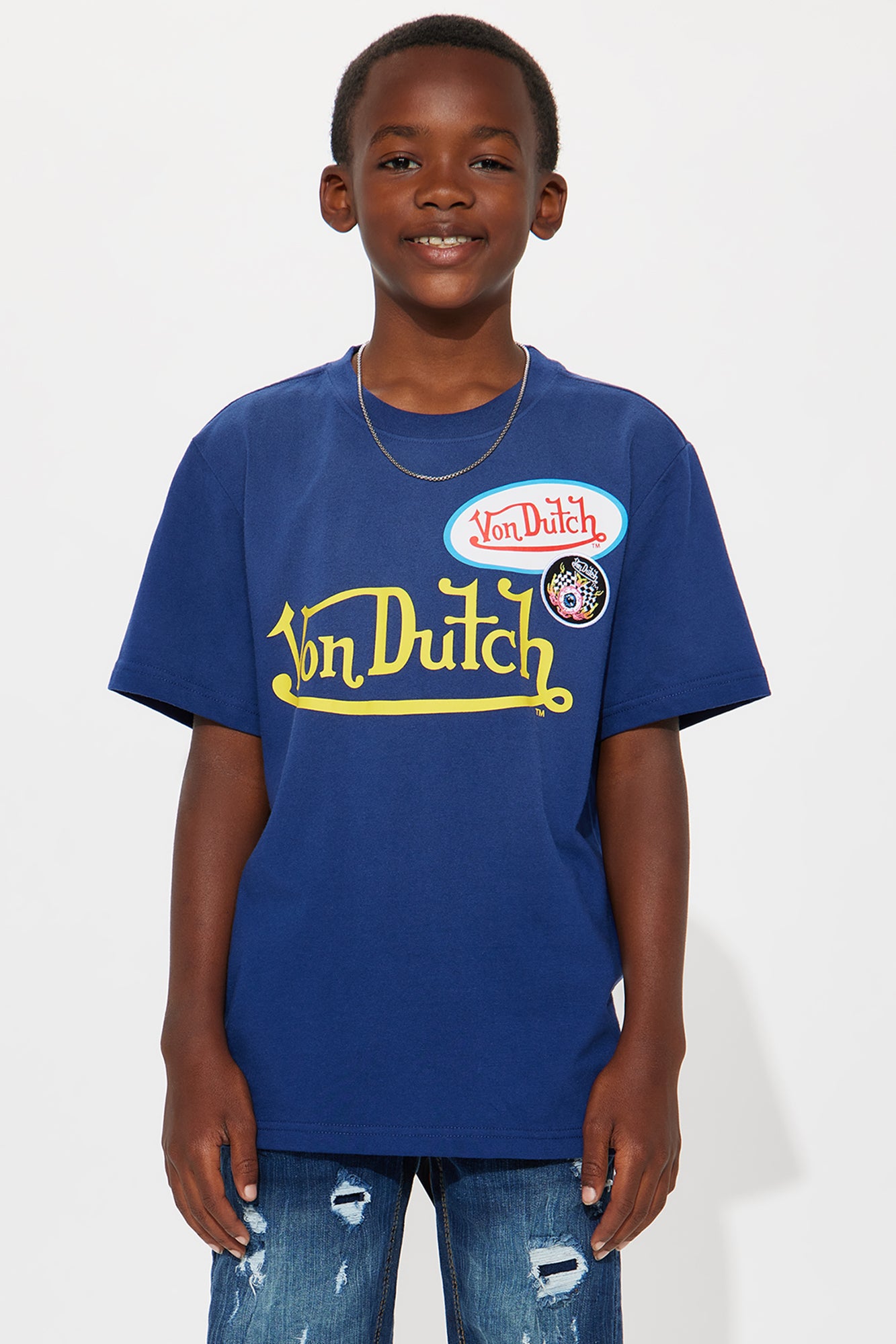 Mini Von Dutch Patch Short Sleeve Crew Tee - Navy