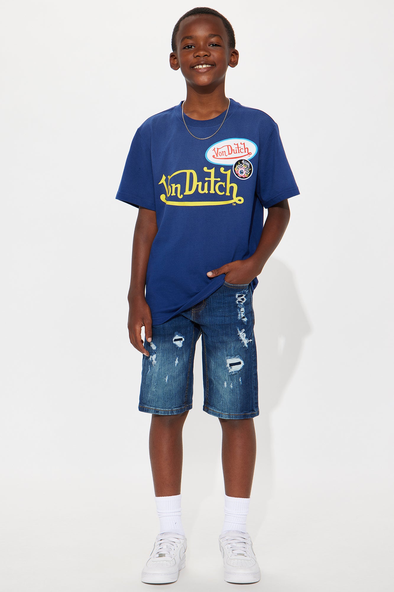 Mini Von Dutch Patch Short Sleeve Crew Tee - Navy