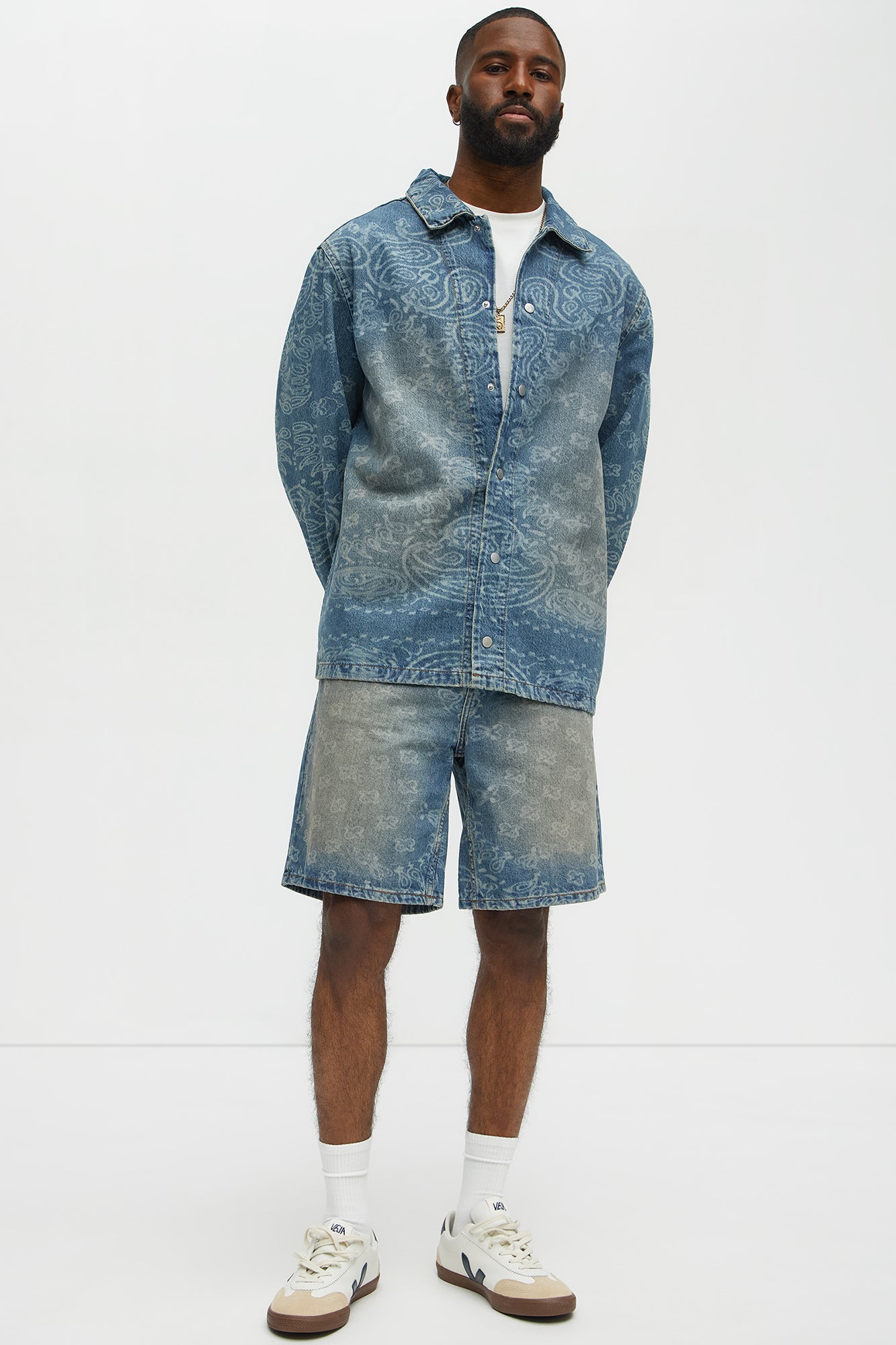 Paisley Last Relaxed Denim Shorts - Medium Blue Wash