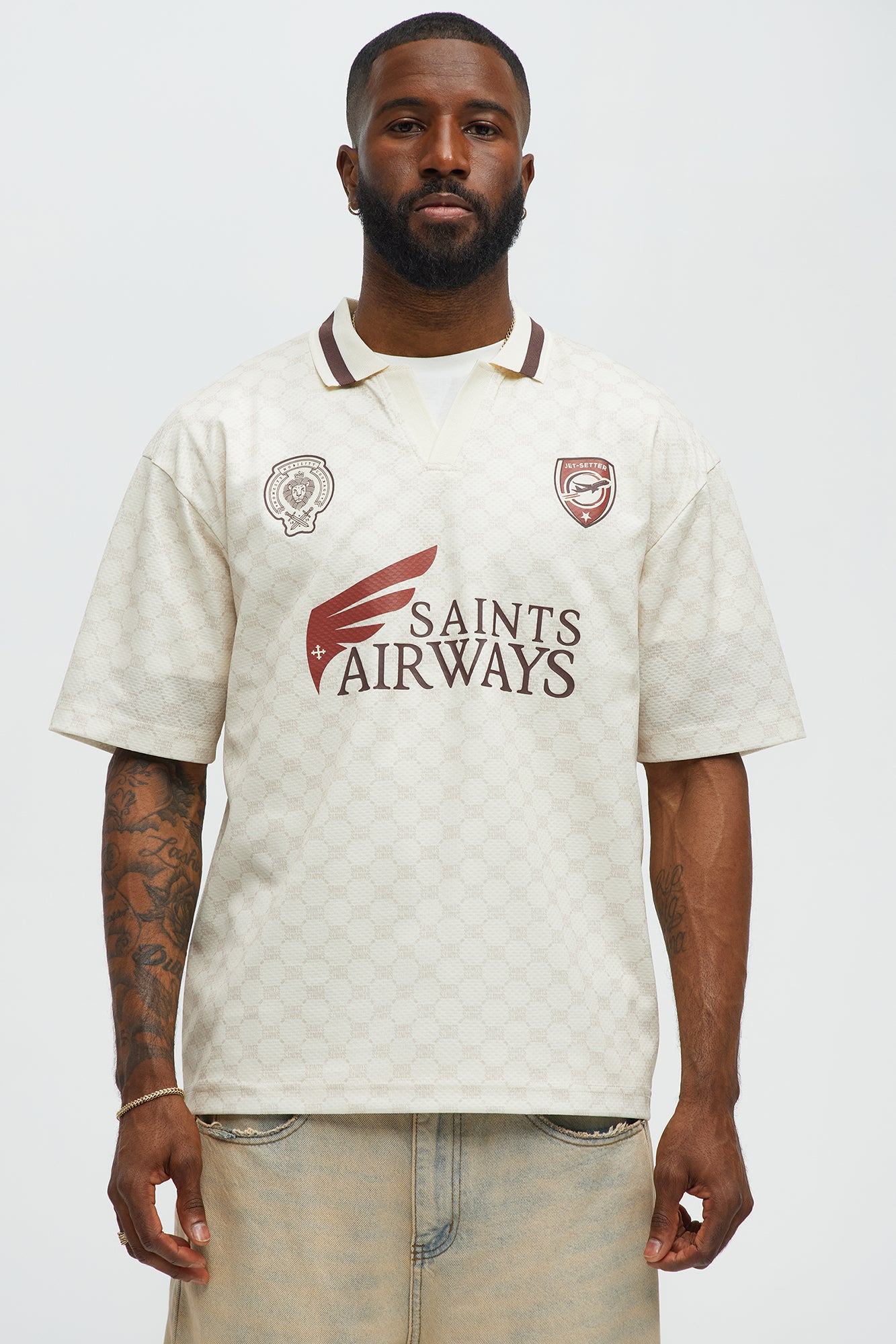 Saints Johnny Collar Soccer Jersey - Ivory
