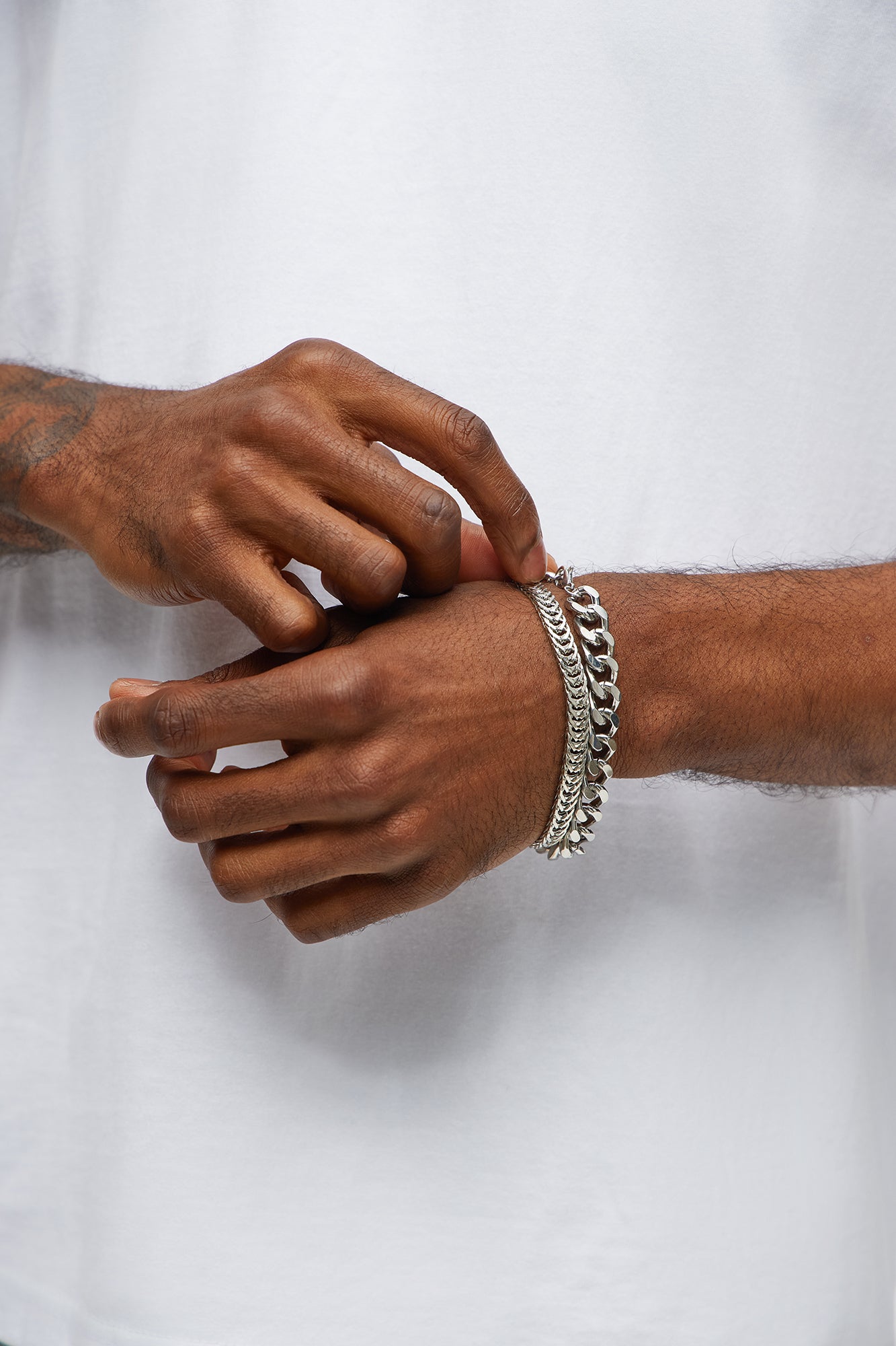 Penne Chain Bracelet Set - Silver