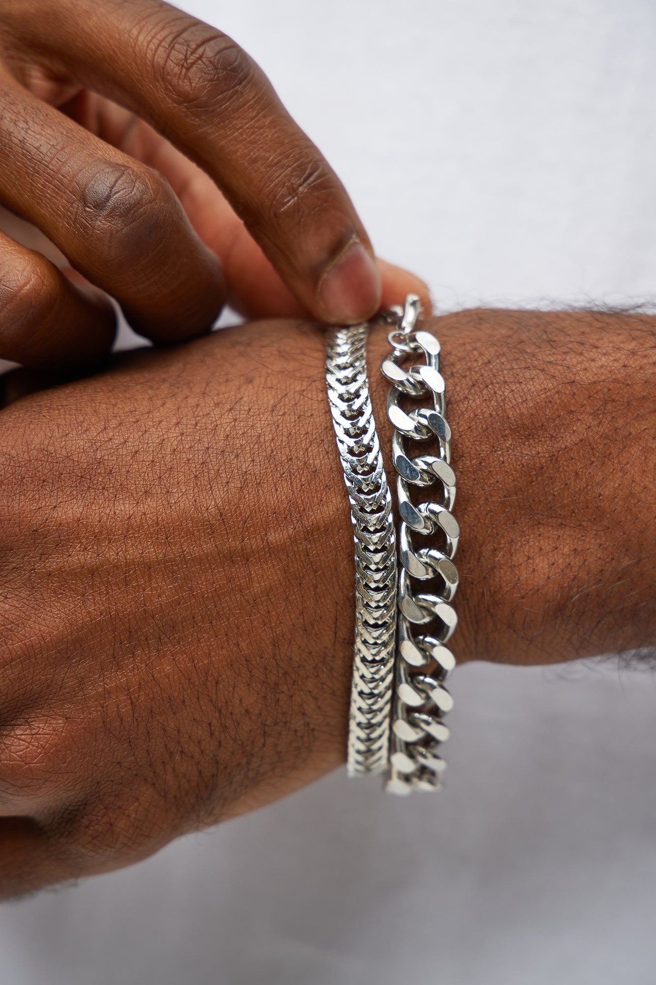 Penne Chain Bracelet Set - Silver