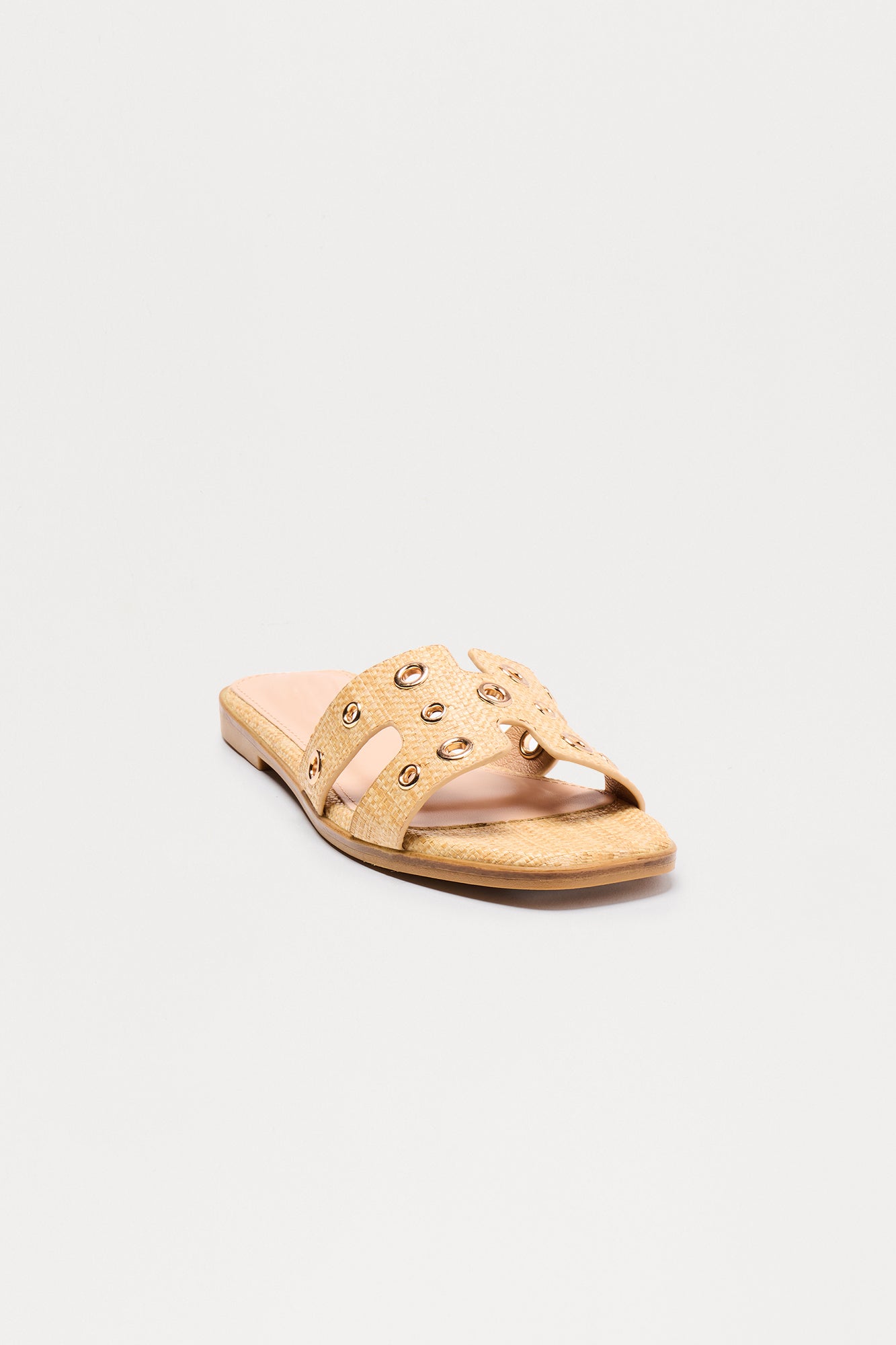 Mandie Grommet Slip On Sandals - Natural