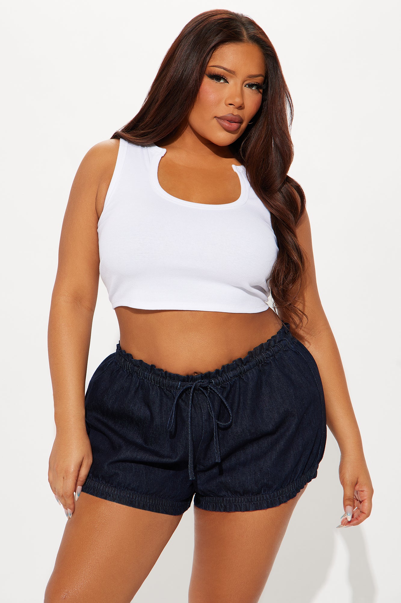 Alexis Ribbed Sleeveless Tank Top - White