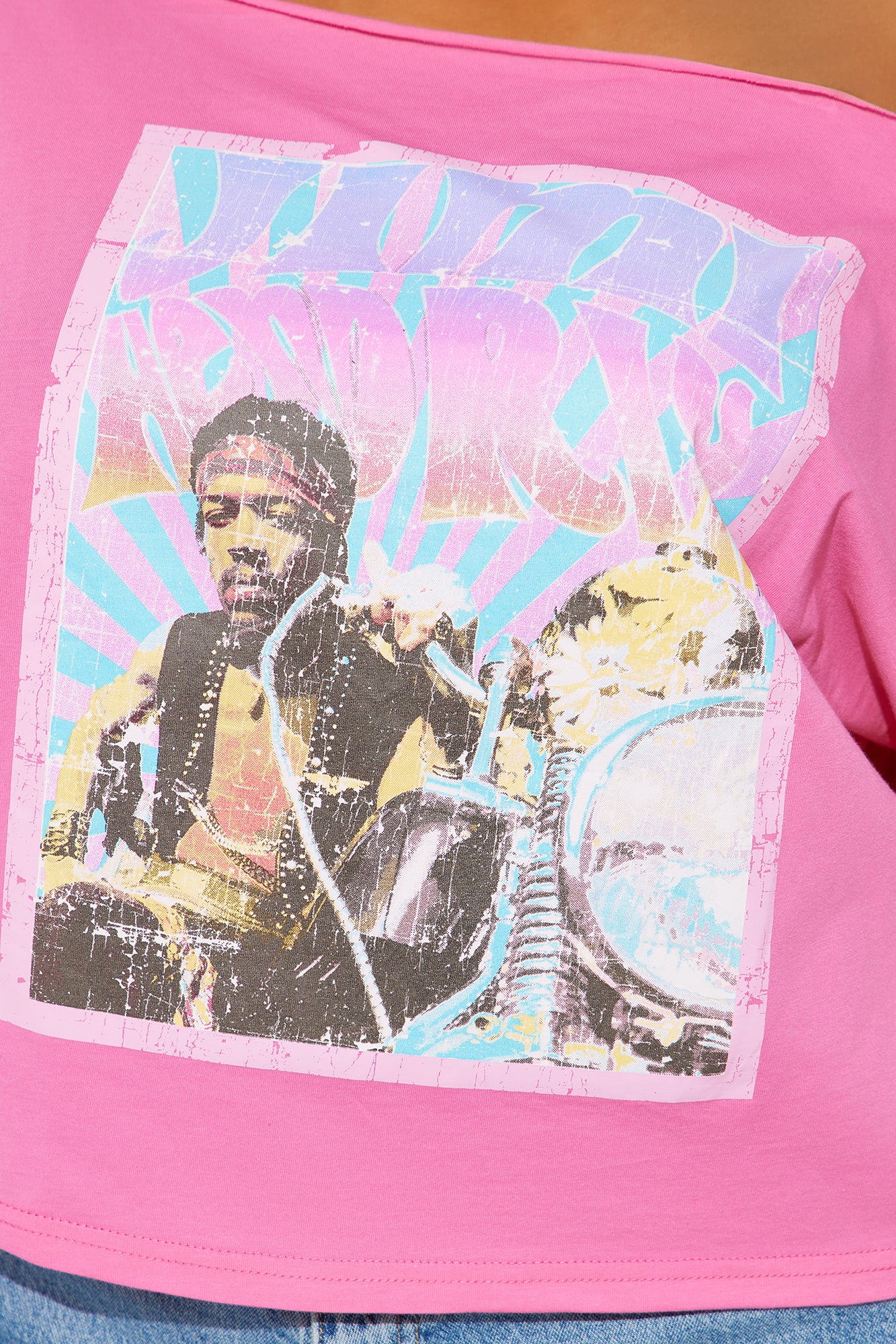 Jimi Hendrix Off Shoulder Top - Pink