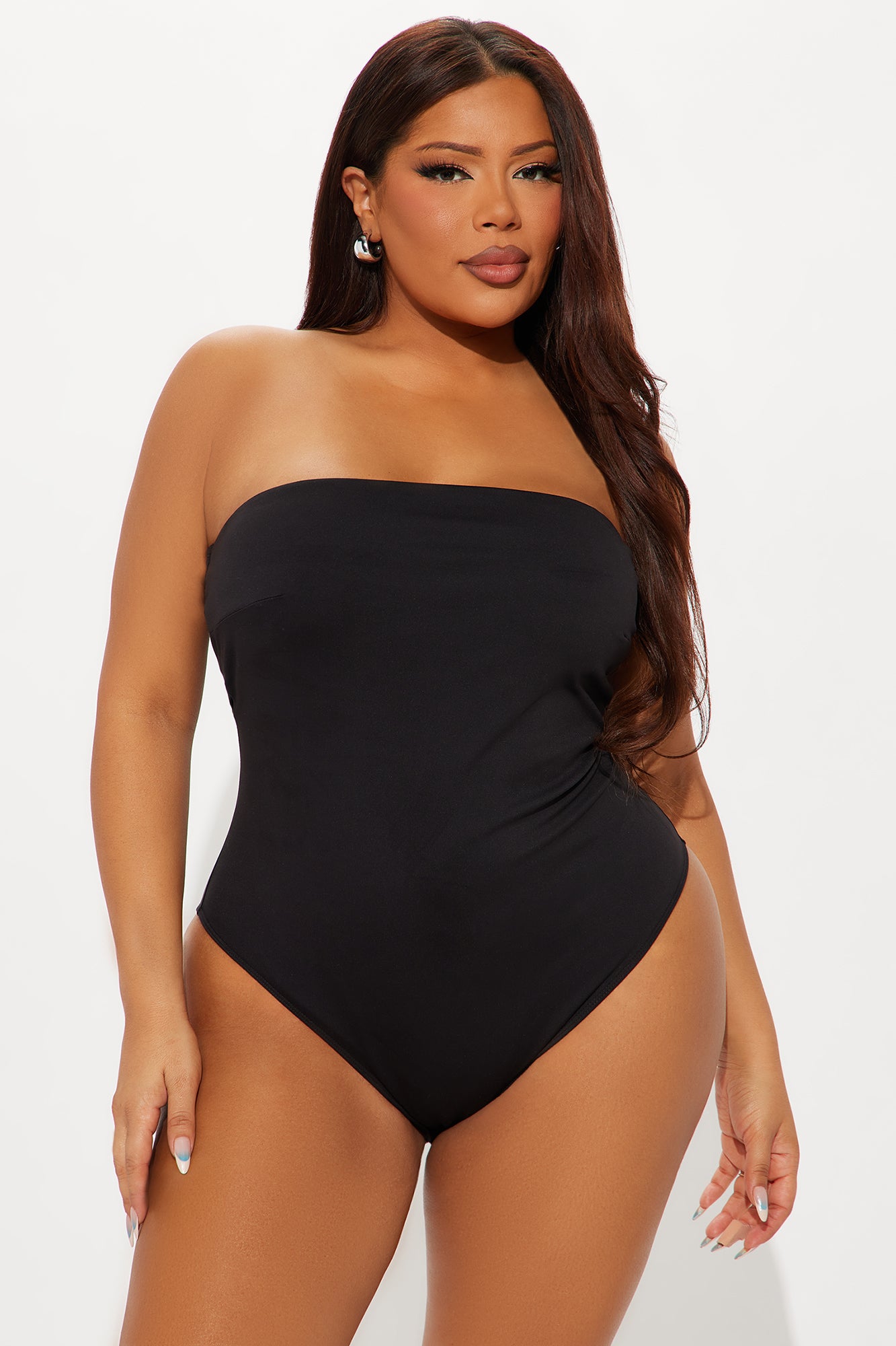 Alli Double Lined Strapless Bodysuit - Black