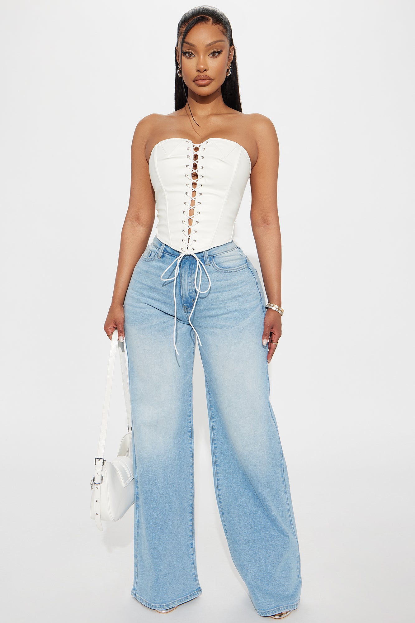 Mess With Me Faux Leather Corset - White