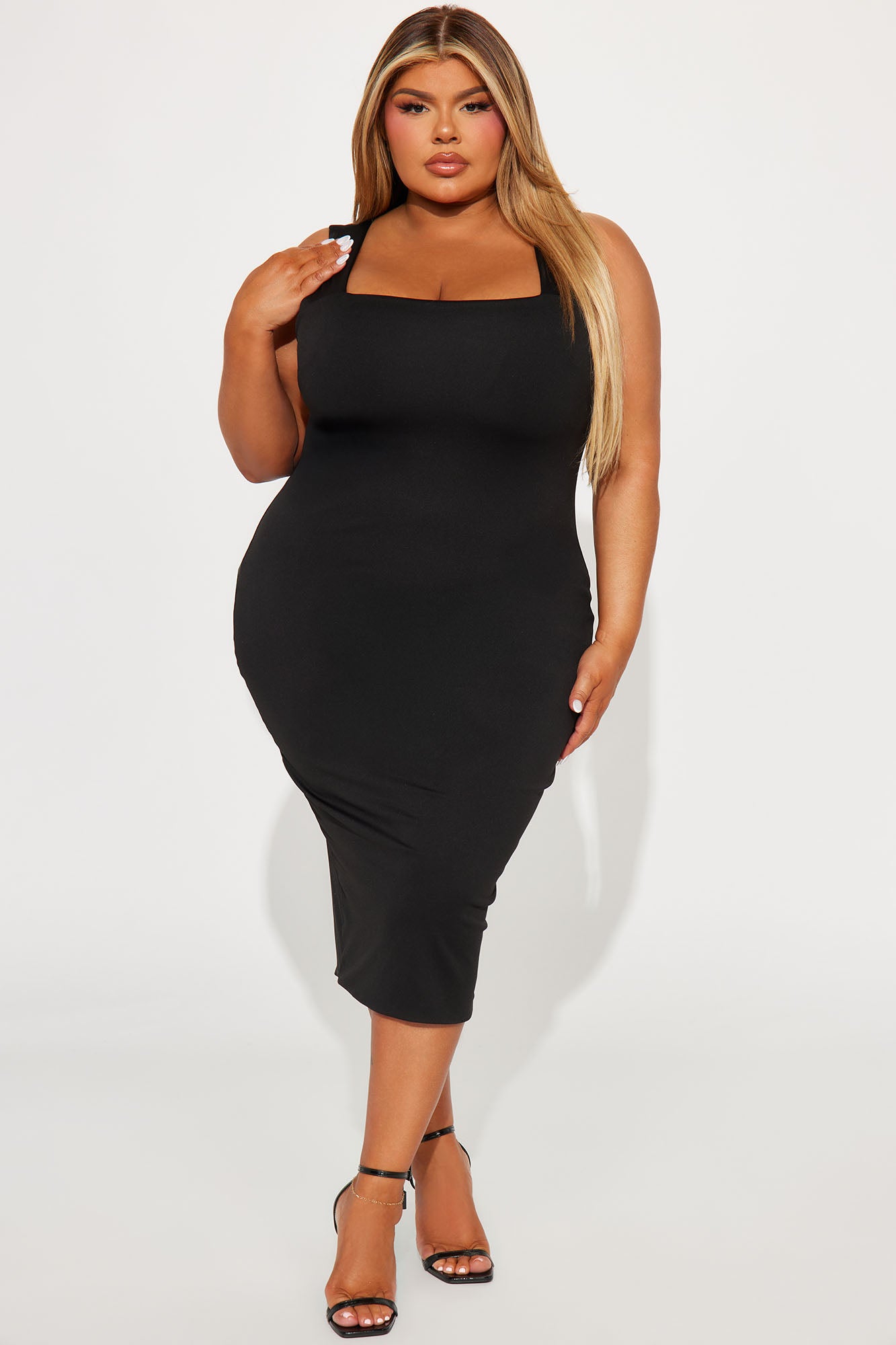 Colette Double Lined Midi Dress - Black