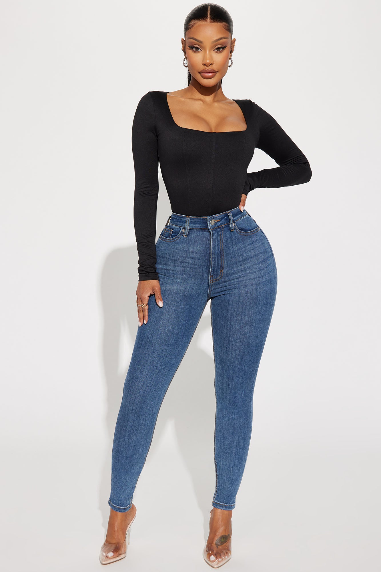 Sammy Square Neck Bodysuit - Black