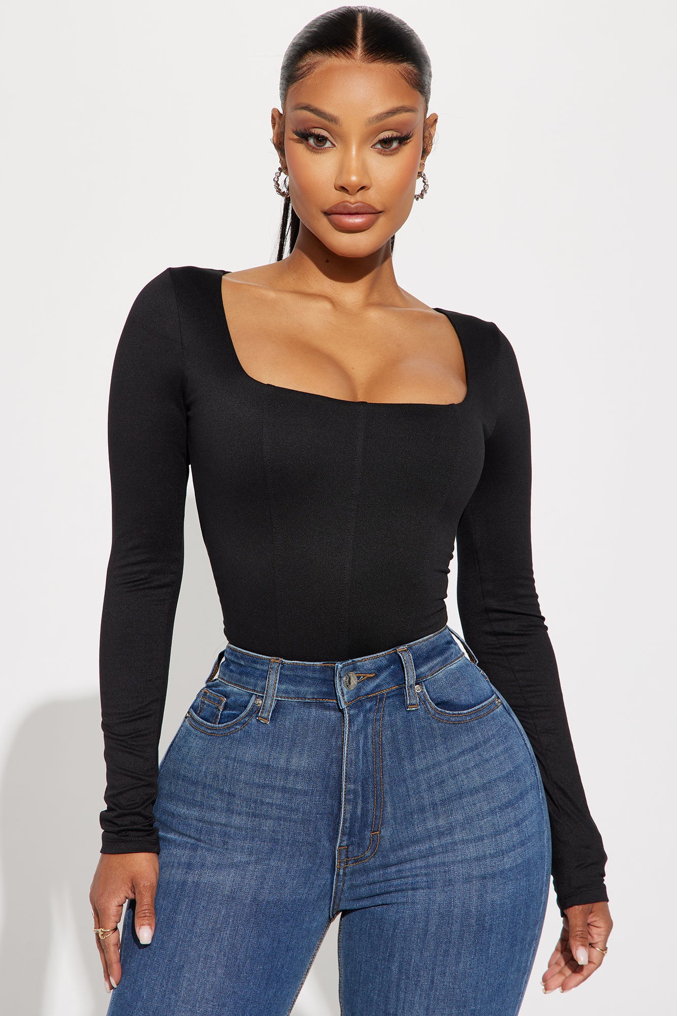 Sammy Square Neck Bodysuit - Black