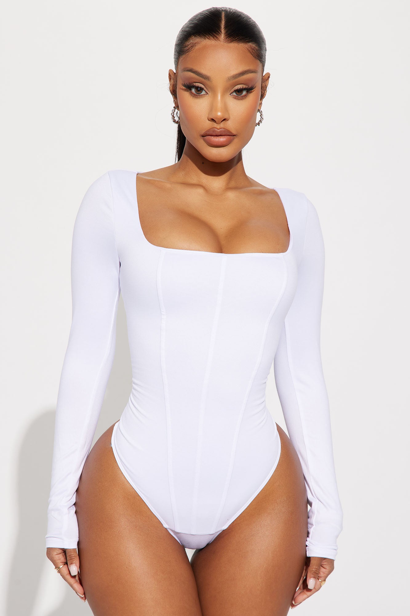 Sammy Square Neck Bodysuit - White