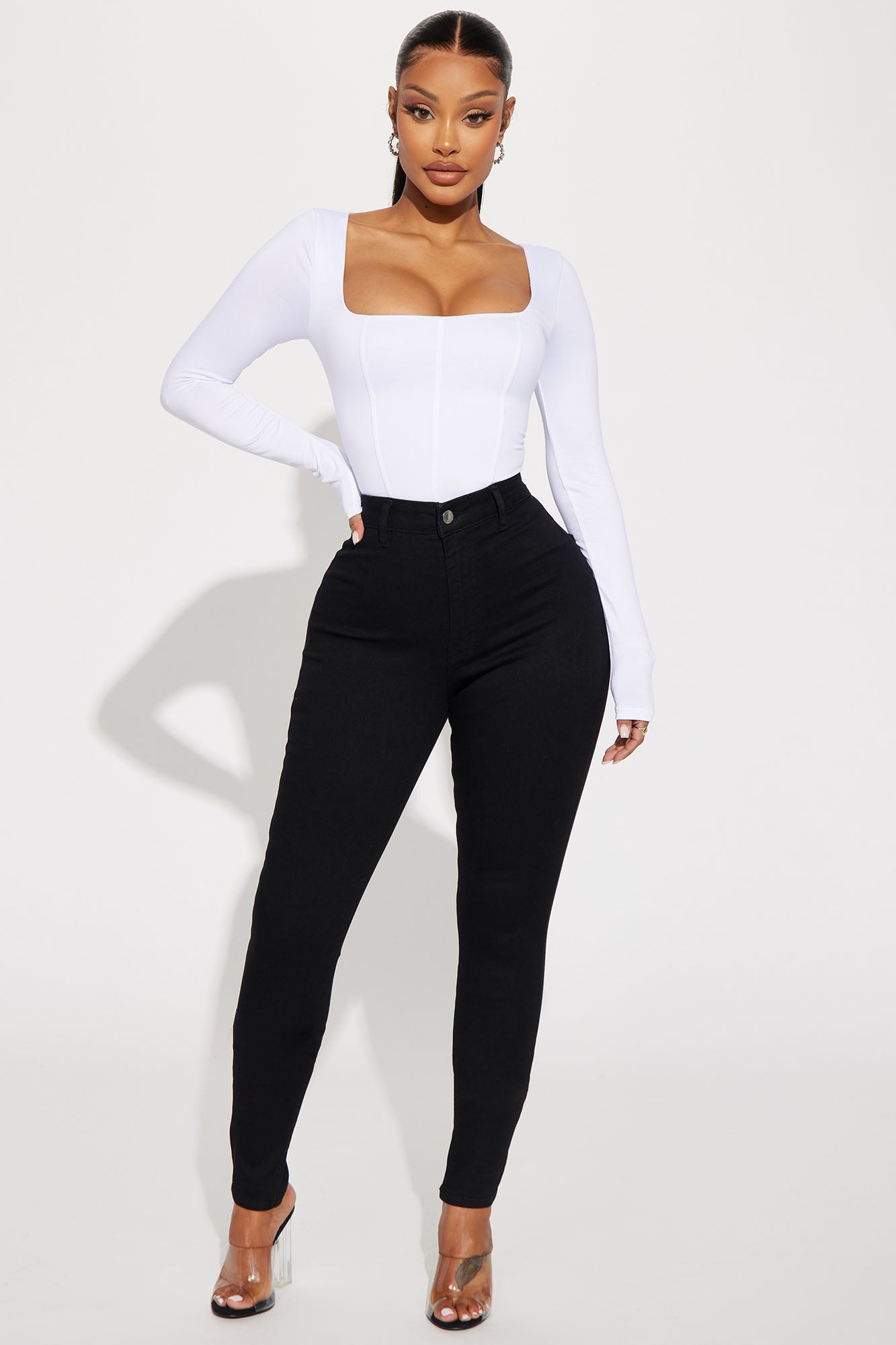 Sammy Square Neck Bodysuit - White