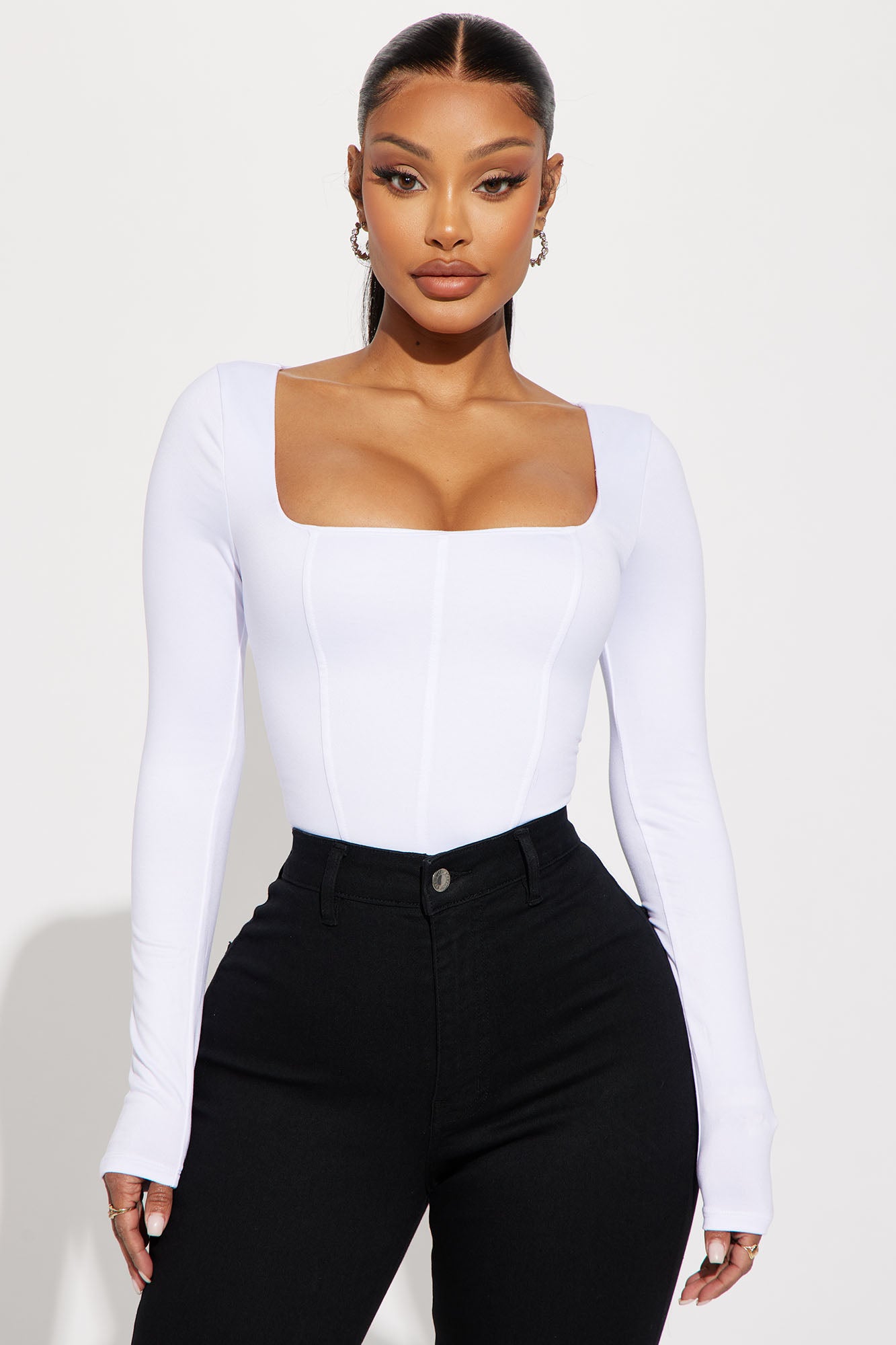 Sammy Square Neck Bodysuit - White