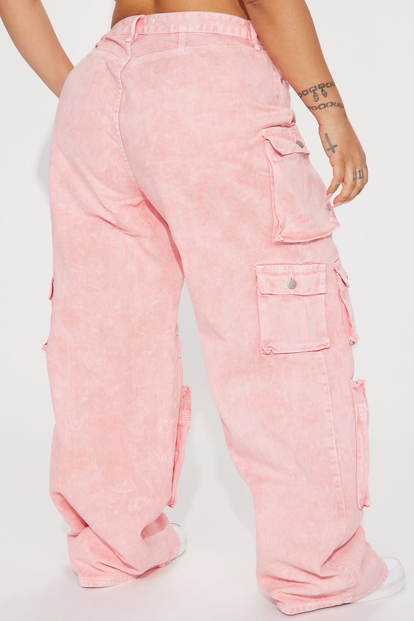 Lily High Rise Cargo Jeans - Pink