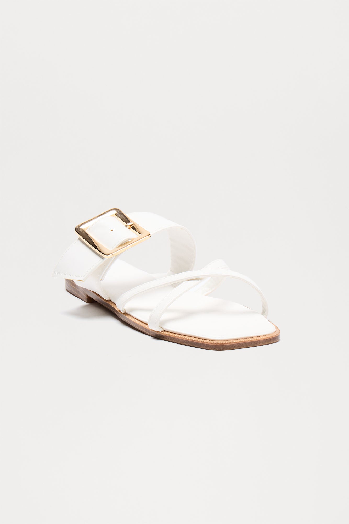 Marshy Buckle Slip On Sandals - White