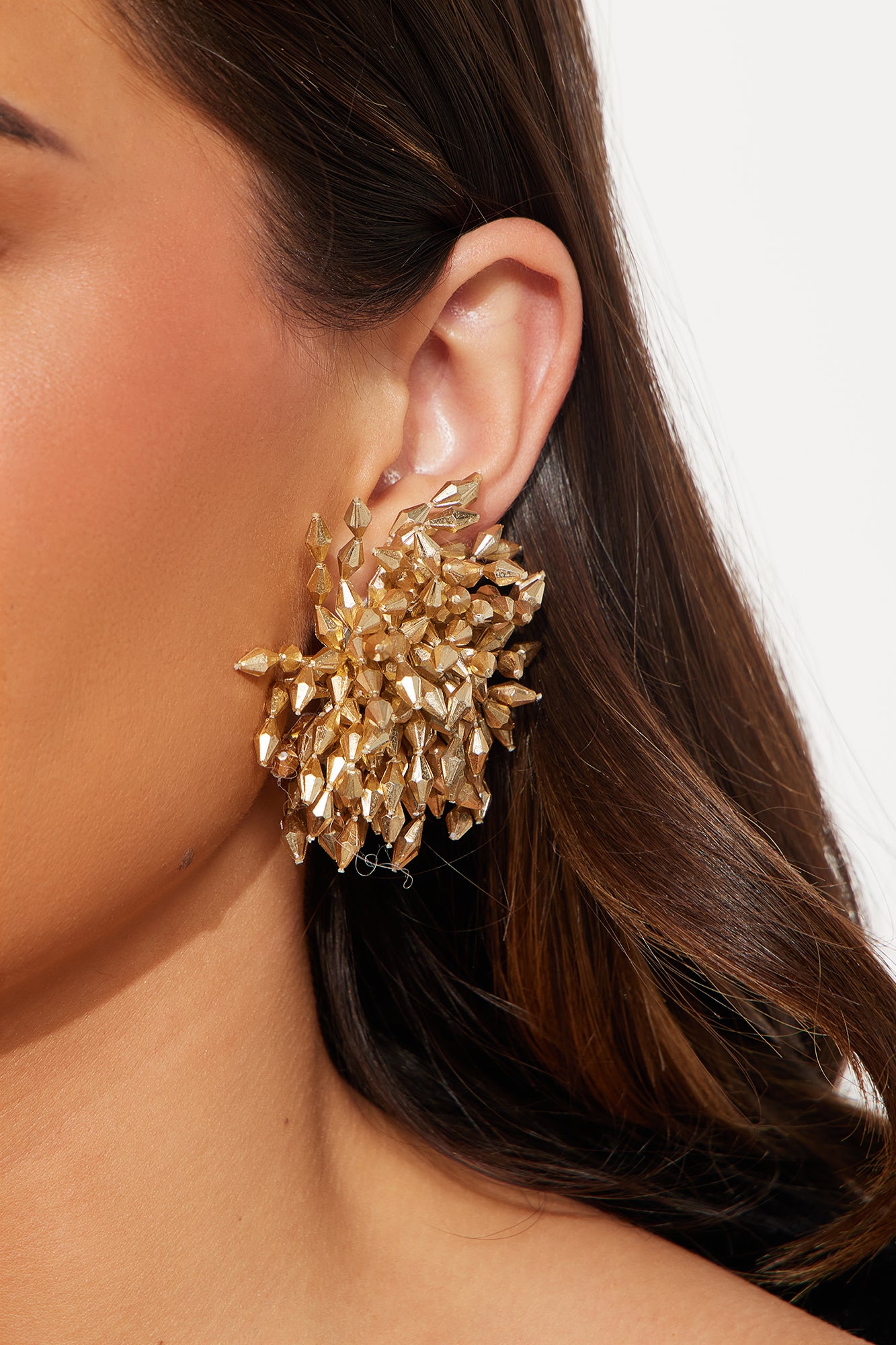 Feel The Rush Beaded Drop Earrings - Gold
