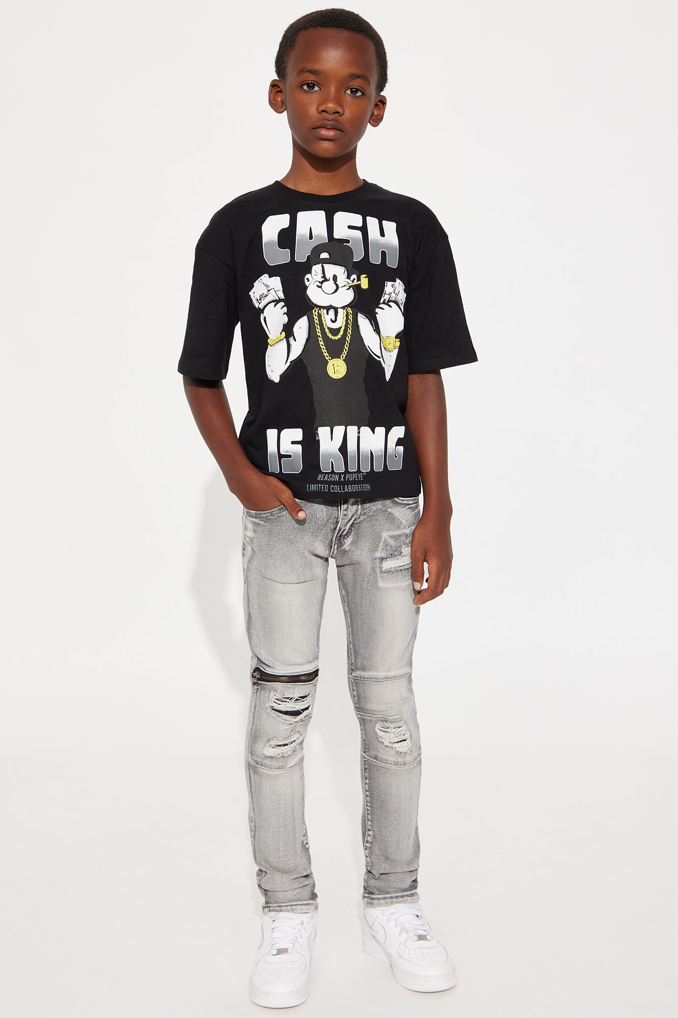 Mini Playing It Cool Distressed Skinny Jeans - Grey
