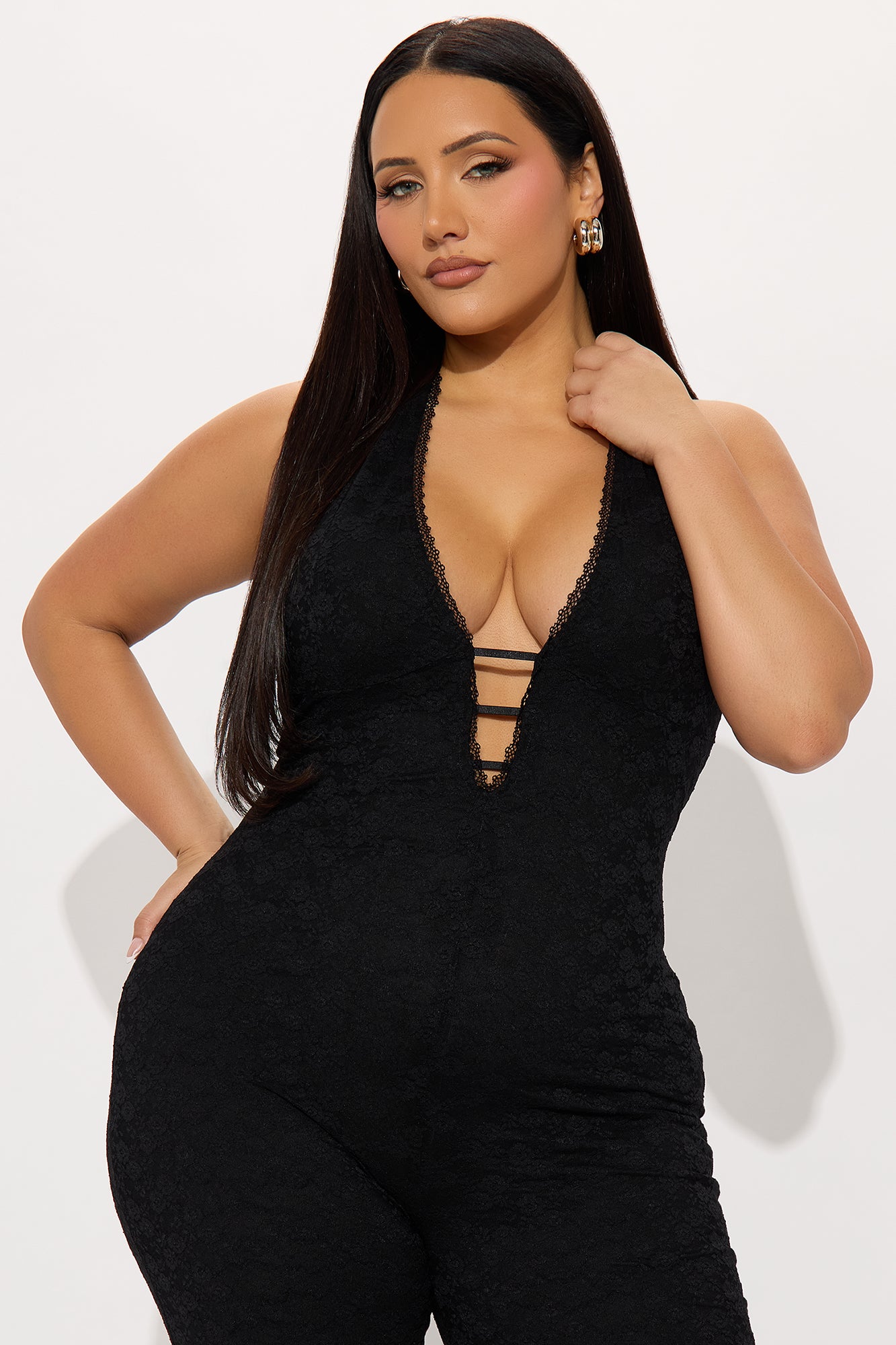 Never Ending Love Lace Jumpsuit - Black