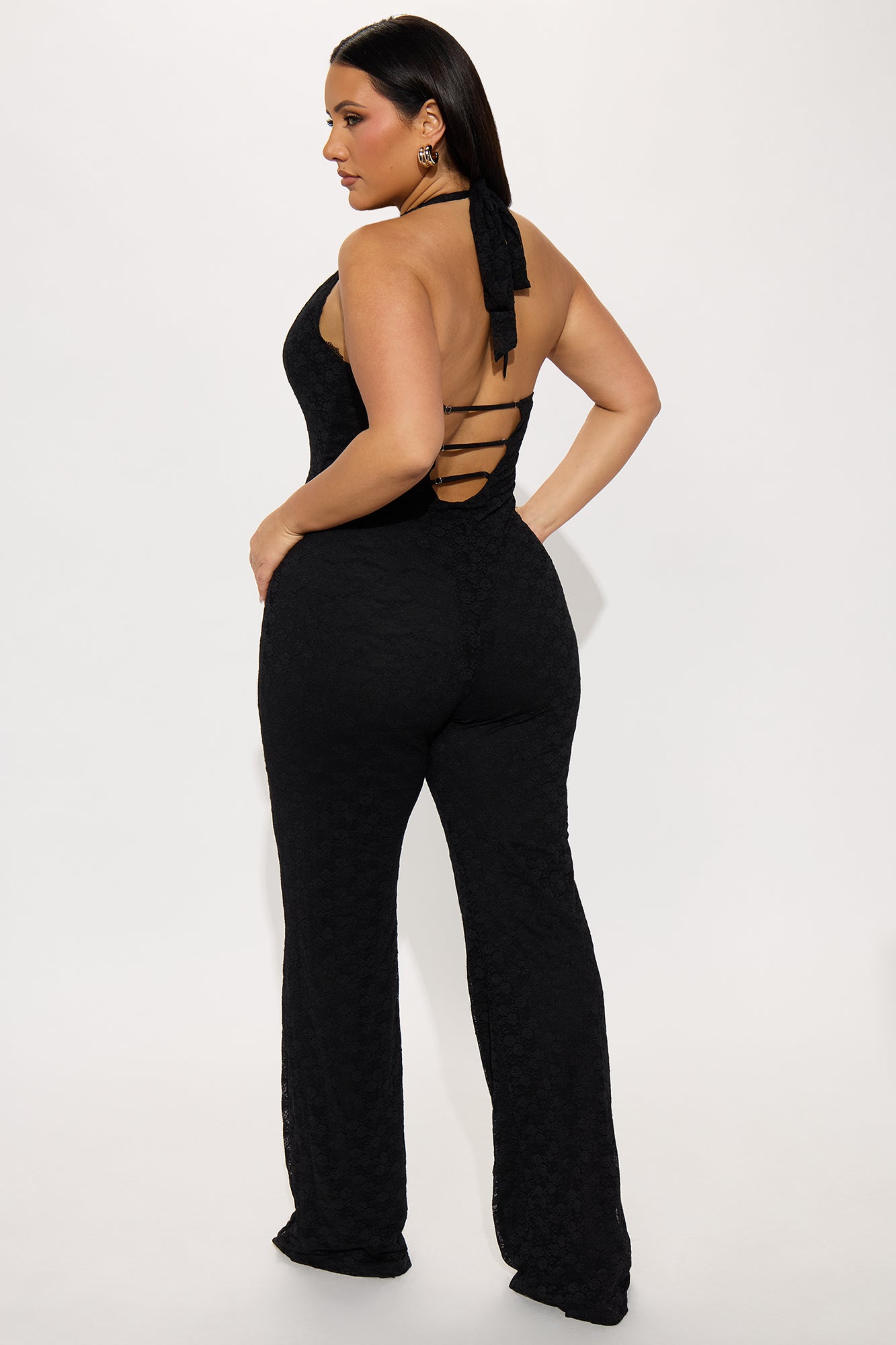 Never Ending Love Lace Jumpsuit - Black