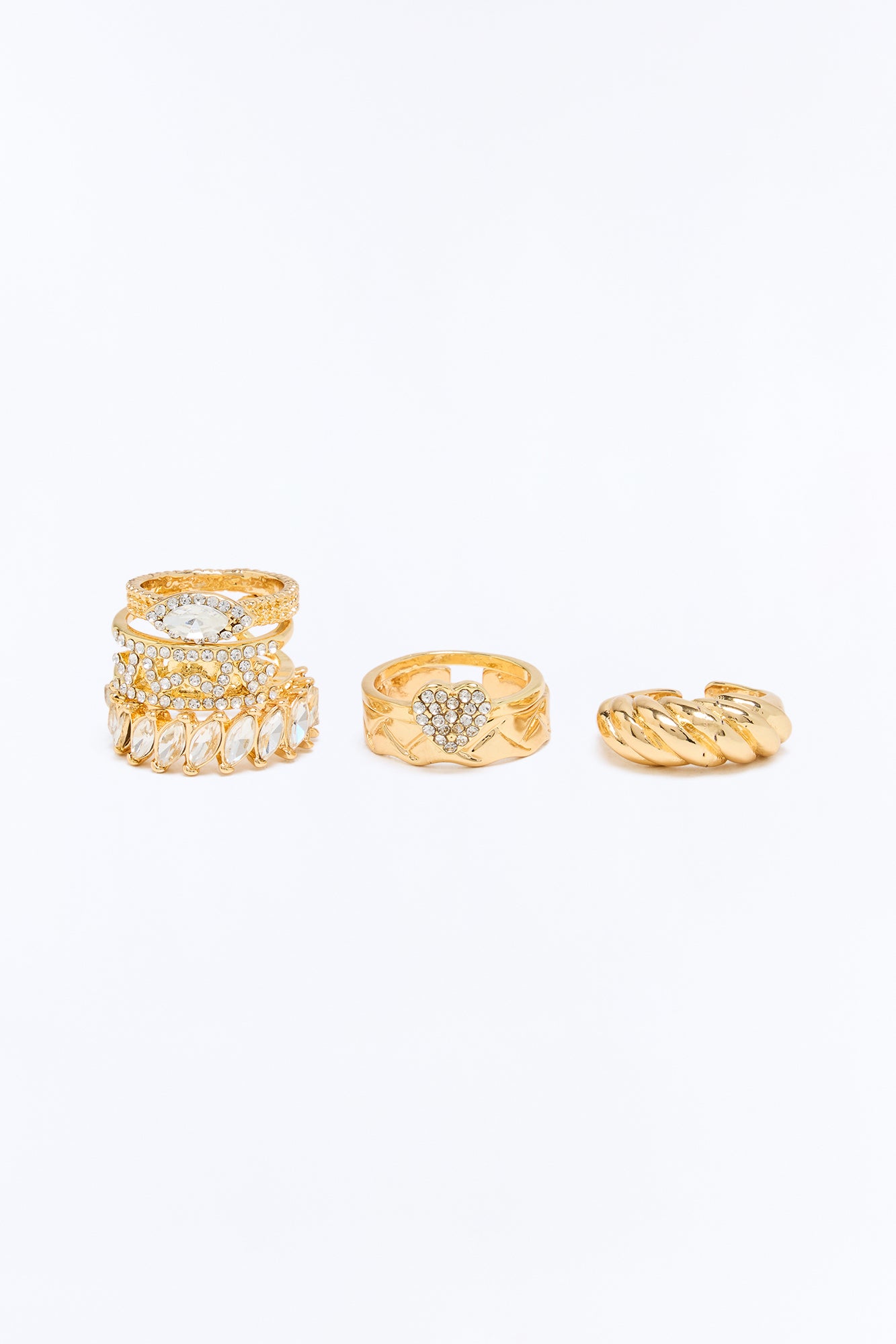 Side By Side 6 Piece Ring Set - Gold