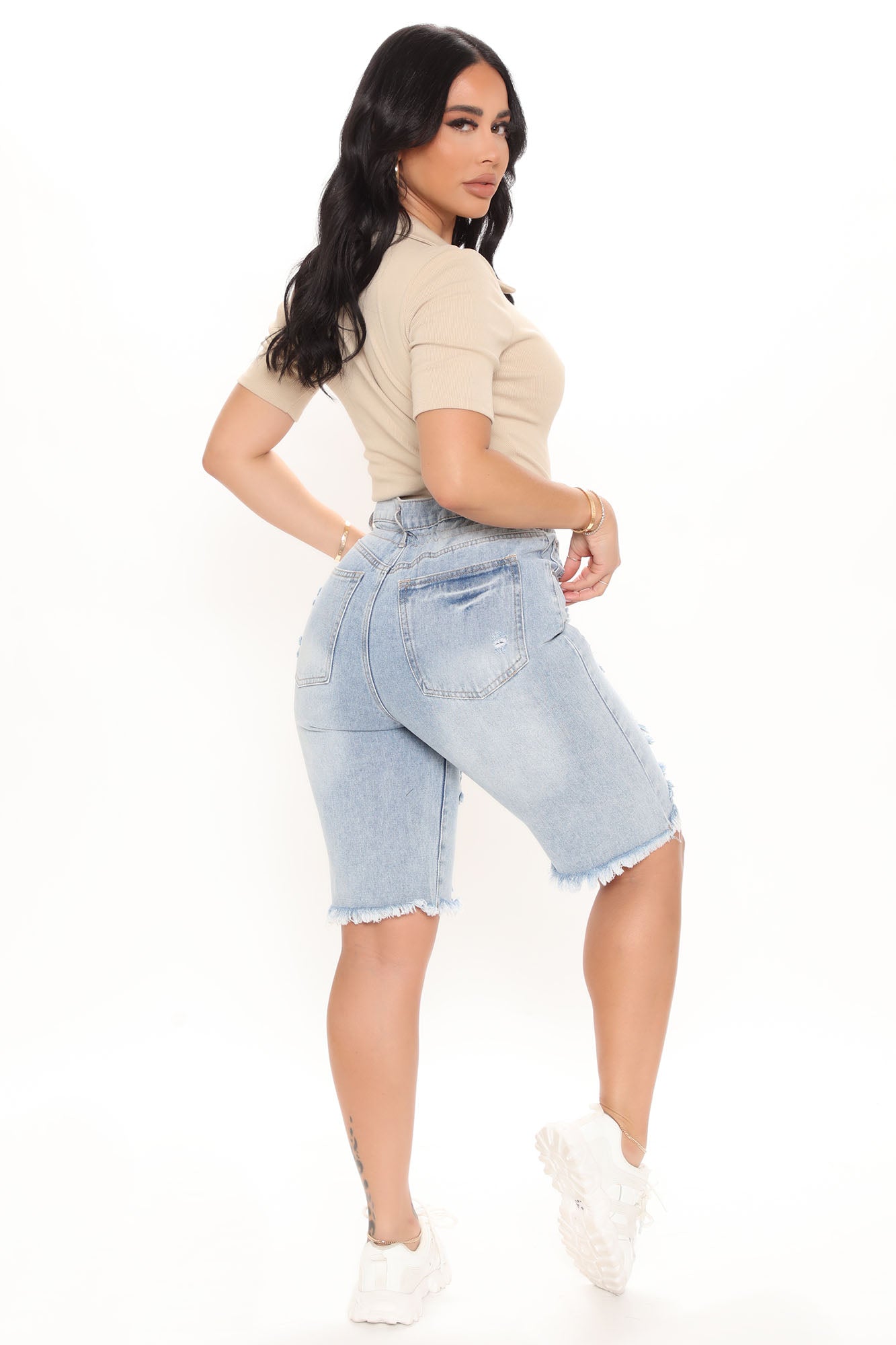 Hustle and Grind Short Sleeve Bodysuit - Nude
