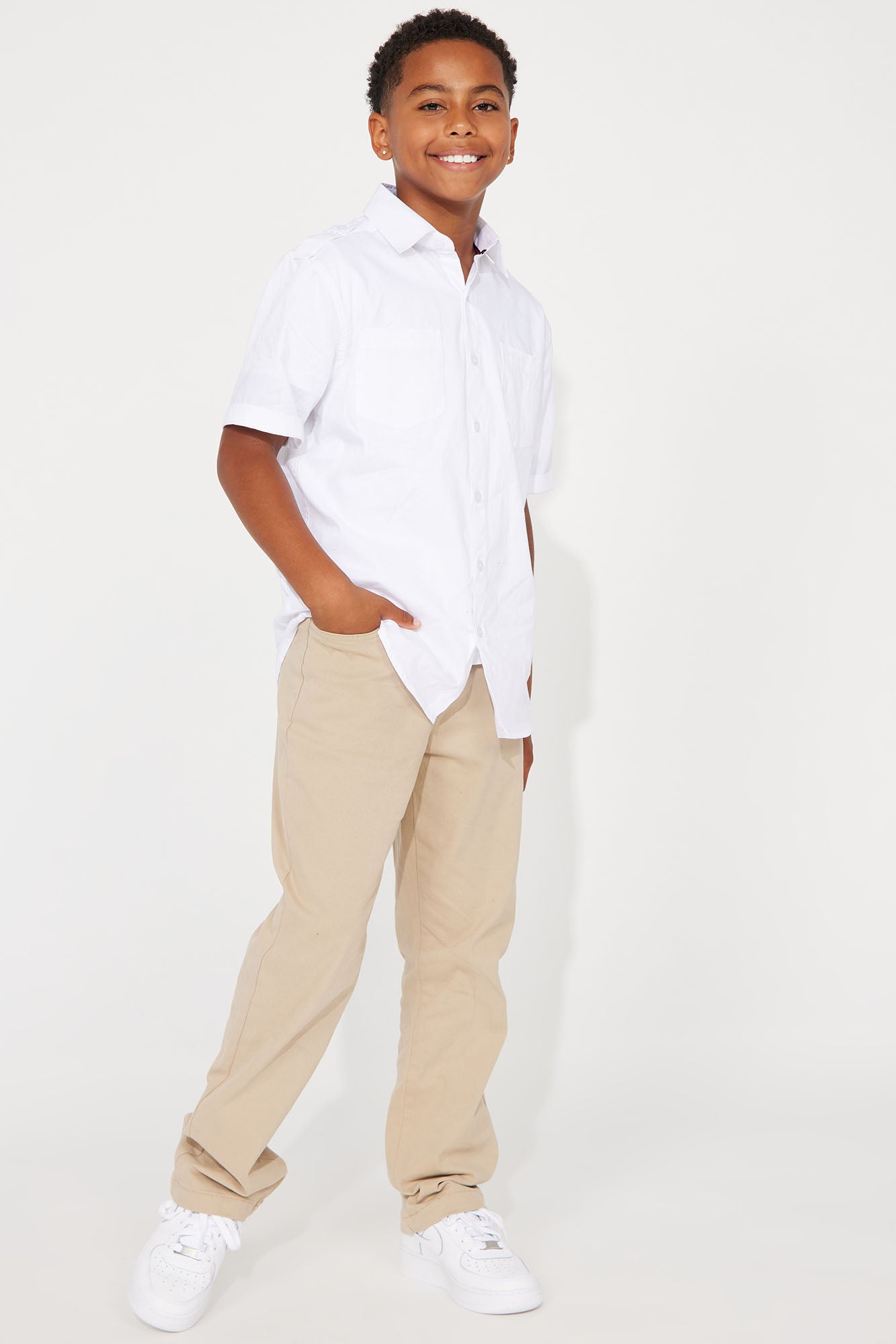 Mini Uniform Straight Leg Pants - Khaki
