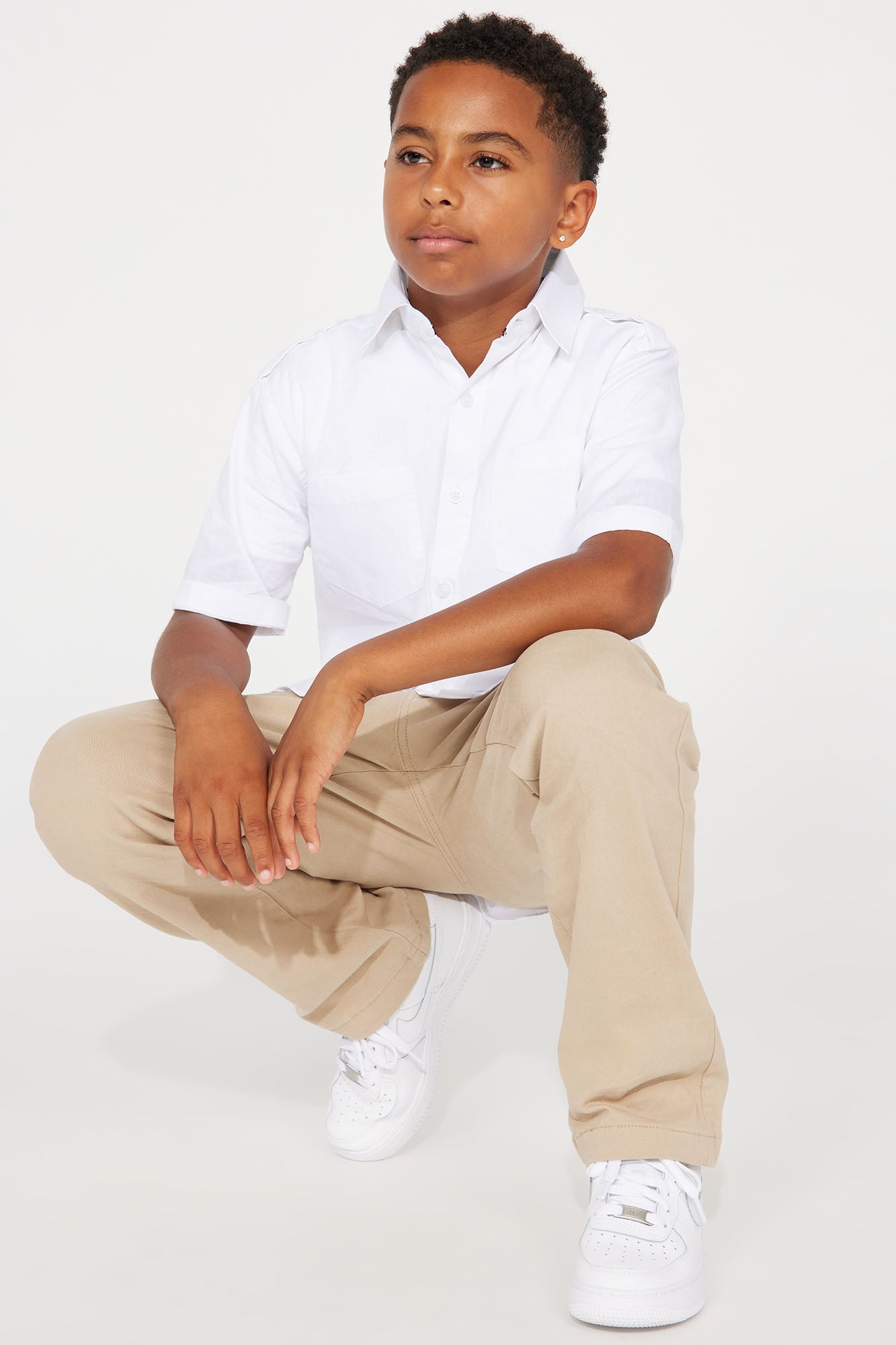 Mini Uniform Straight Leg Pants - Khaki
