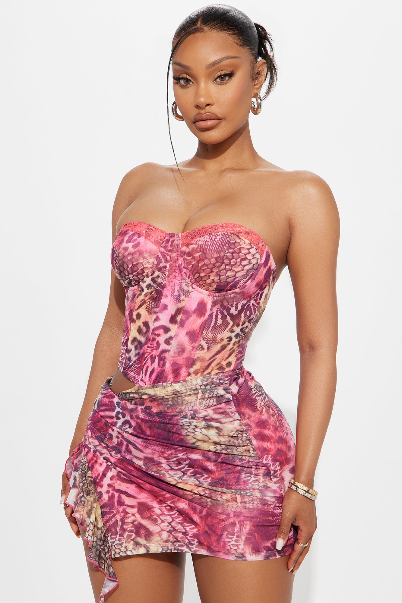 Pretty In Print Animal Micro Mini Dress - Pink/combo
