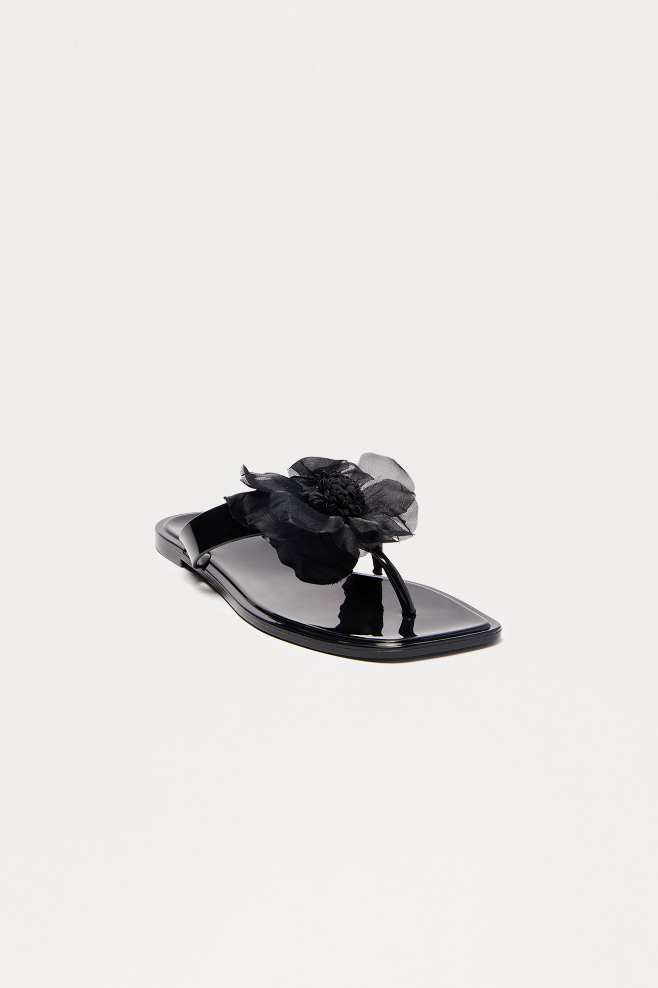 Marigold Flower Flip Flops - Black