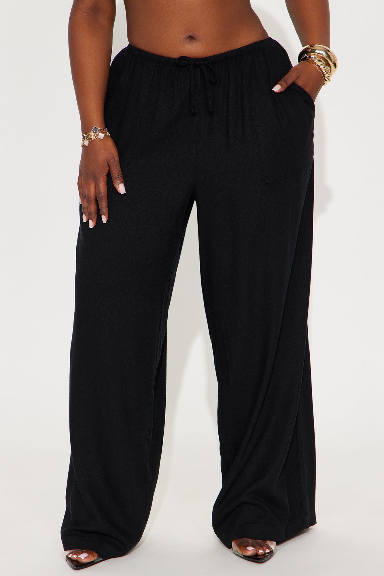 Seaside Soiree Wide Leg Linen Pant - Black