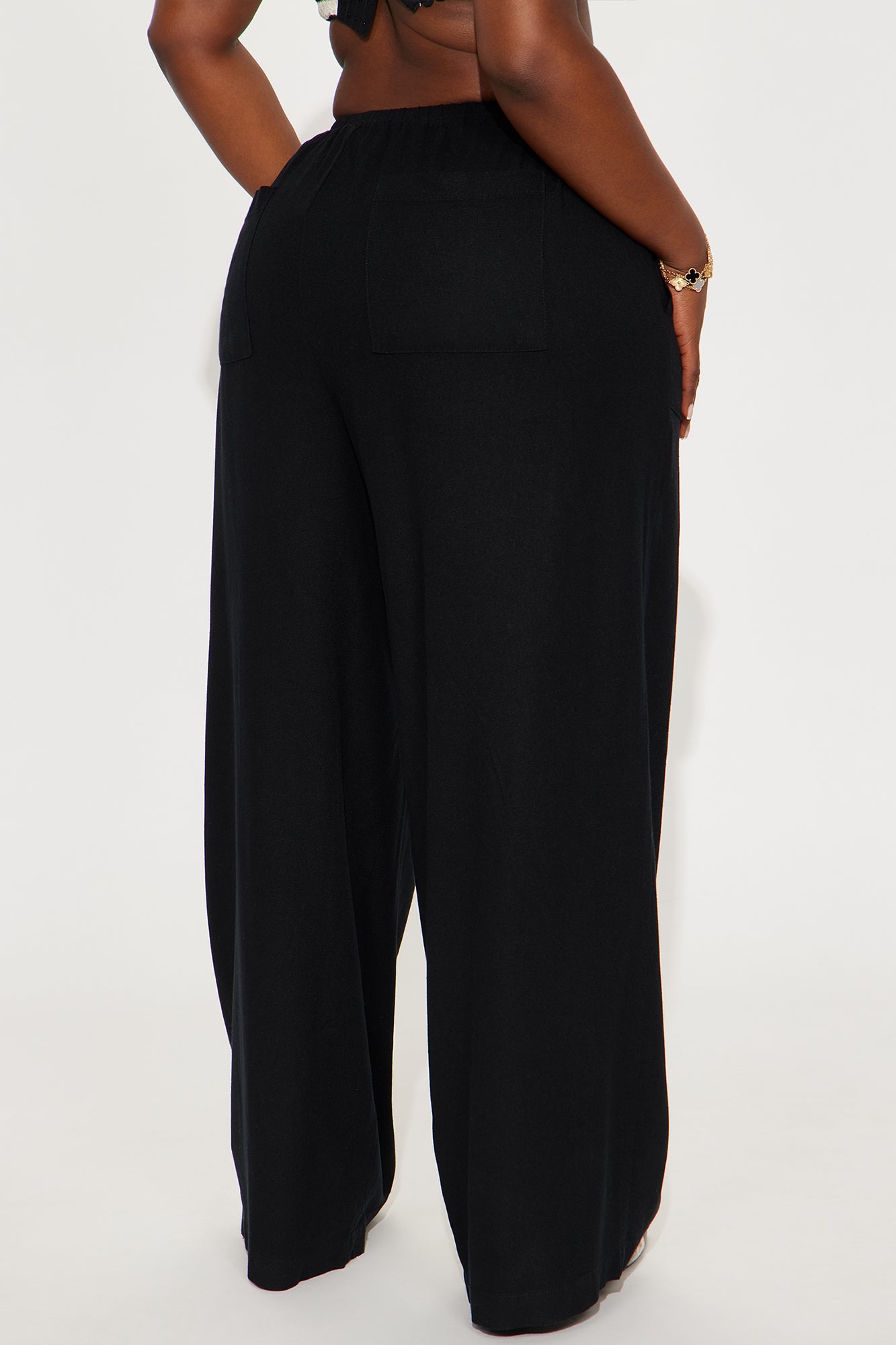 Seaside Soiree Wide Leg Linen Pant - Black