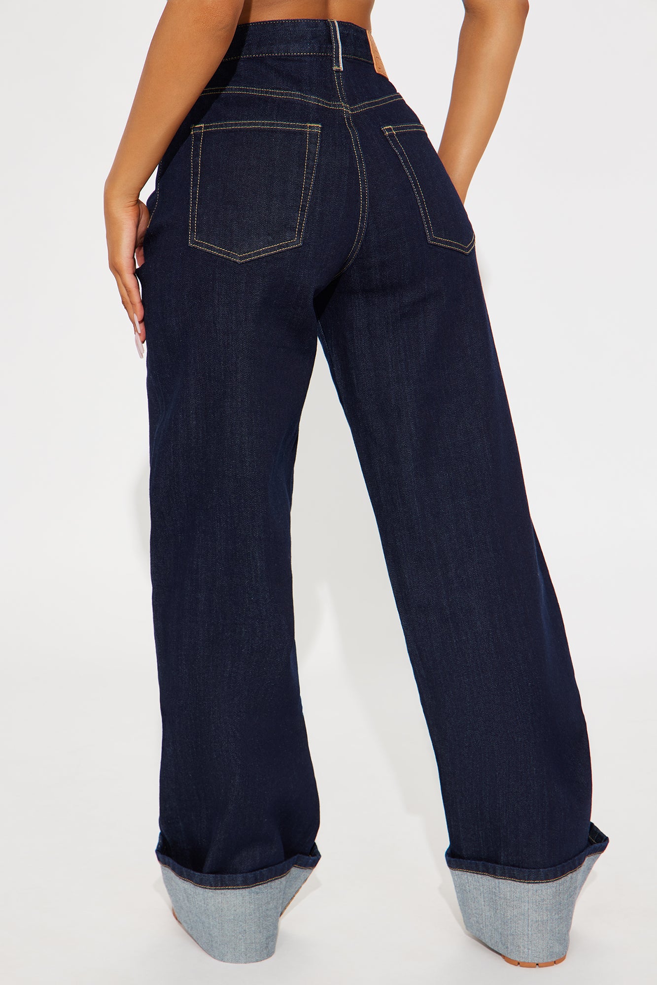 Tall Premium Cuffed Straight Leg Jeans - Dark Wash