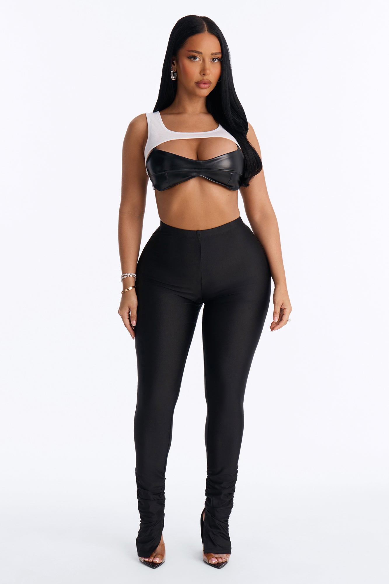 Always Confident High Rise Tricot Ruched Legging - Black