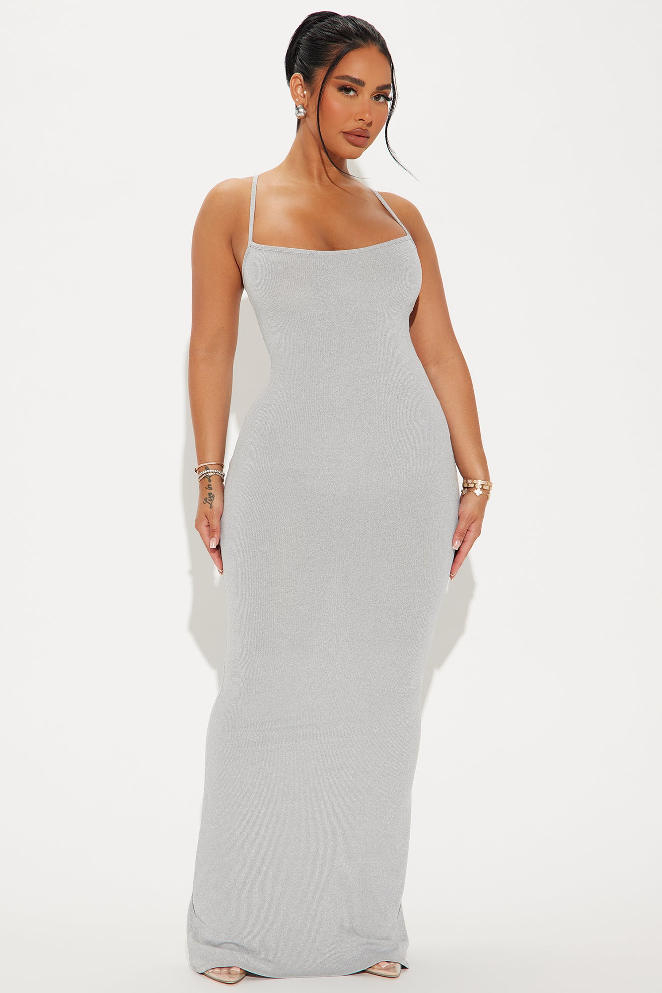 Missing Me Ribbed Maxi Dress - Heather Grey